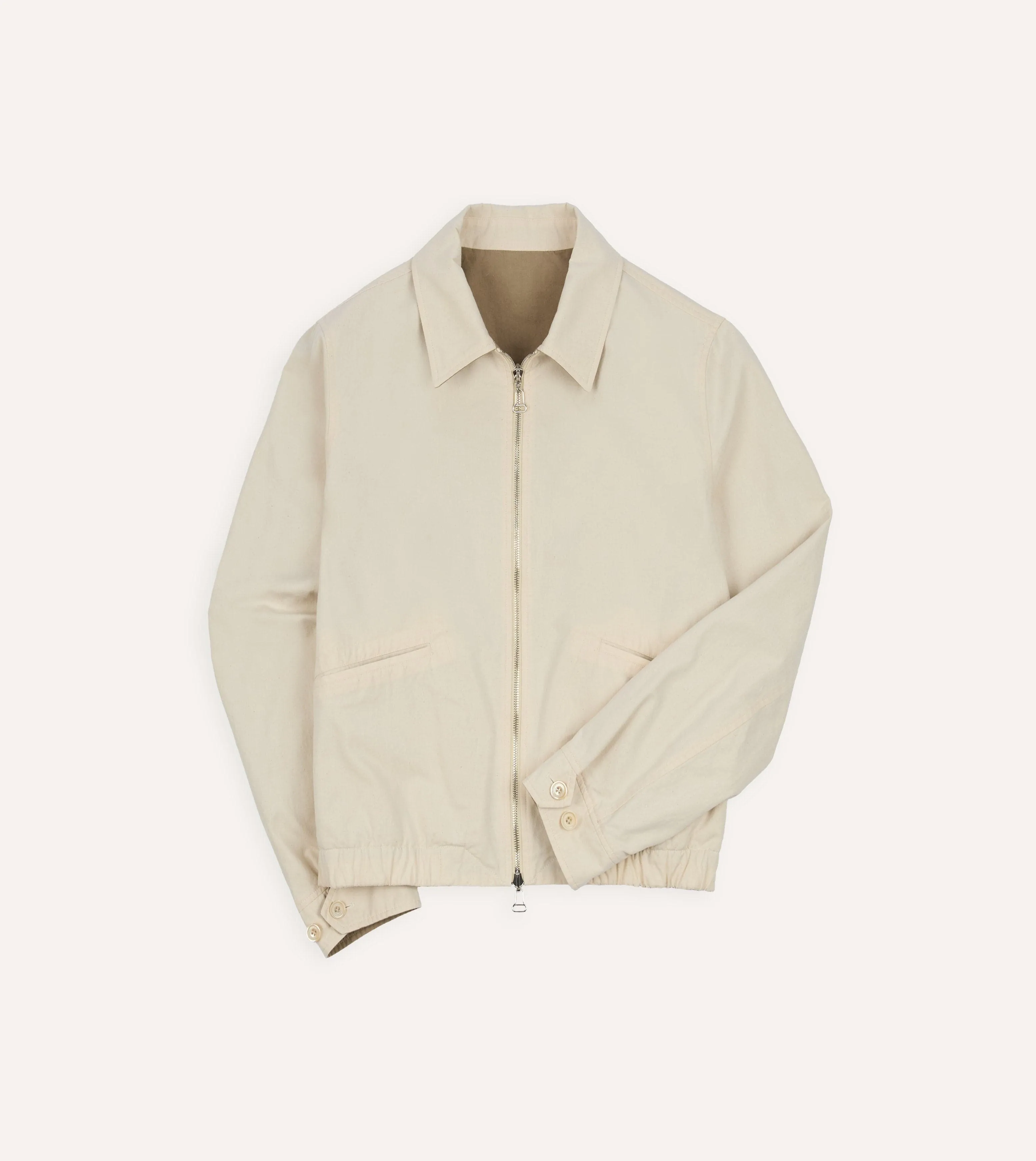 Ecru and Tan Reversible Cotton Blouson Jacket sold by Drake's London
