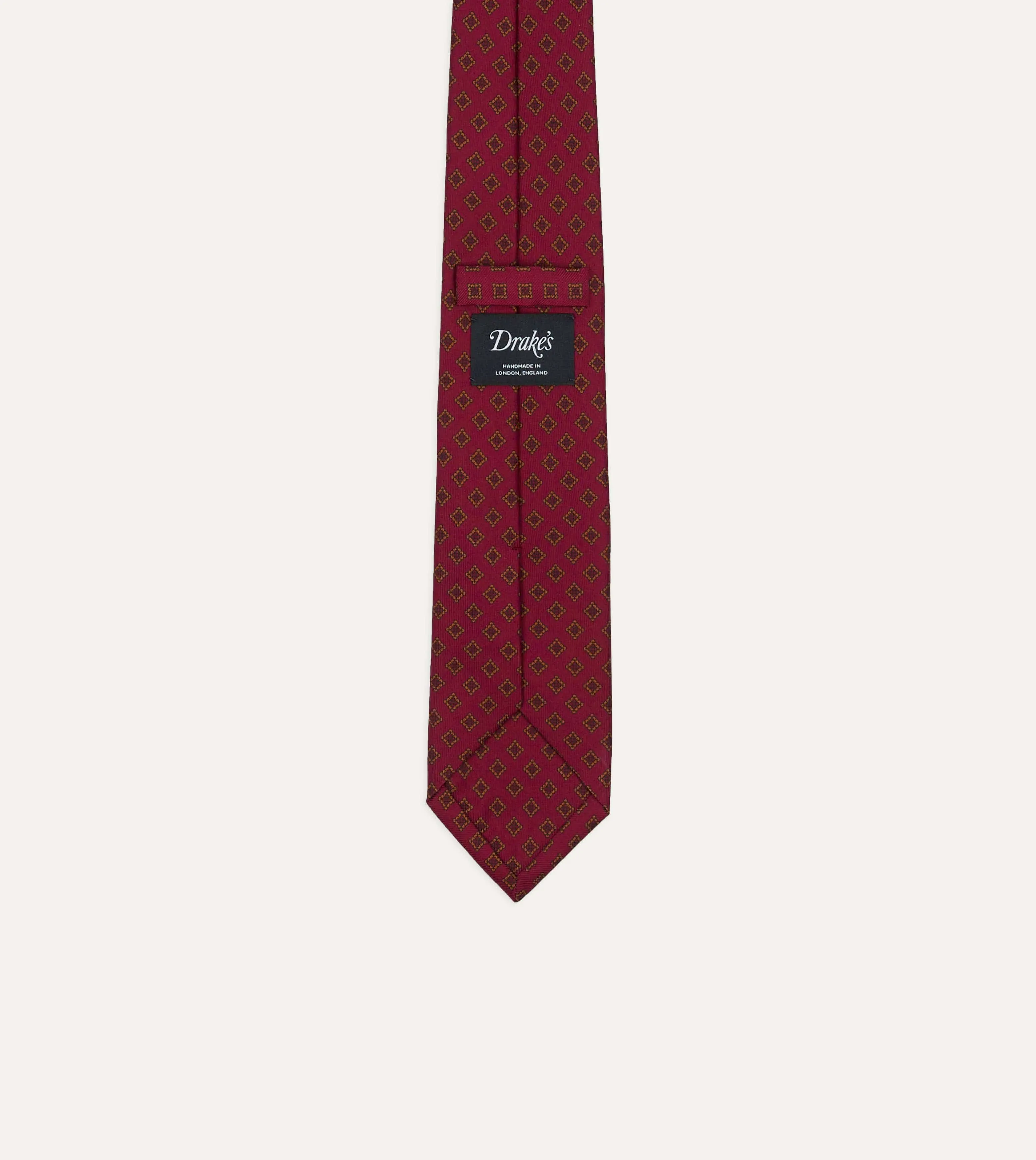 Magenta Diamond Medallion Self-Tipped Silk Tie sold by Drake's London product image thumbnail 4