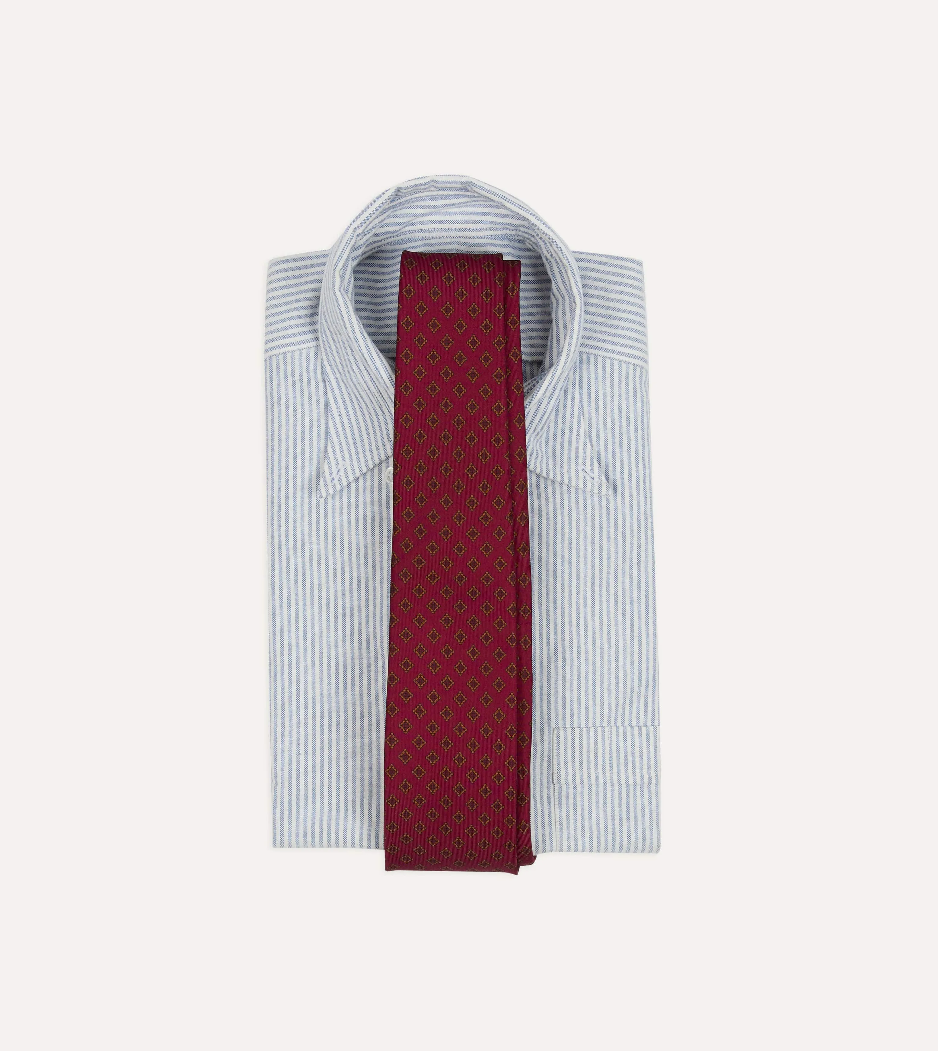 Magenta Diamond Medallion Self-Tipped Silk Tie sold by Drake's London product image thumbnail 2