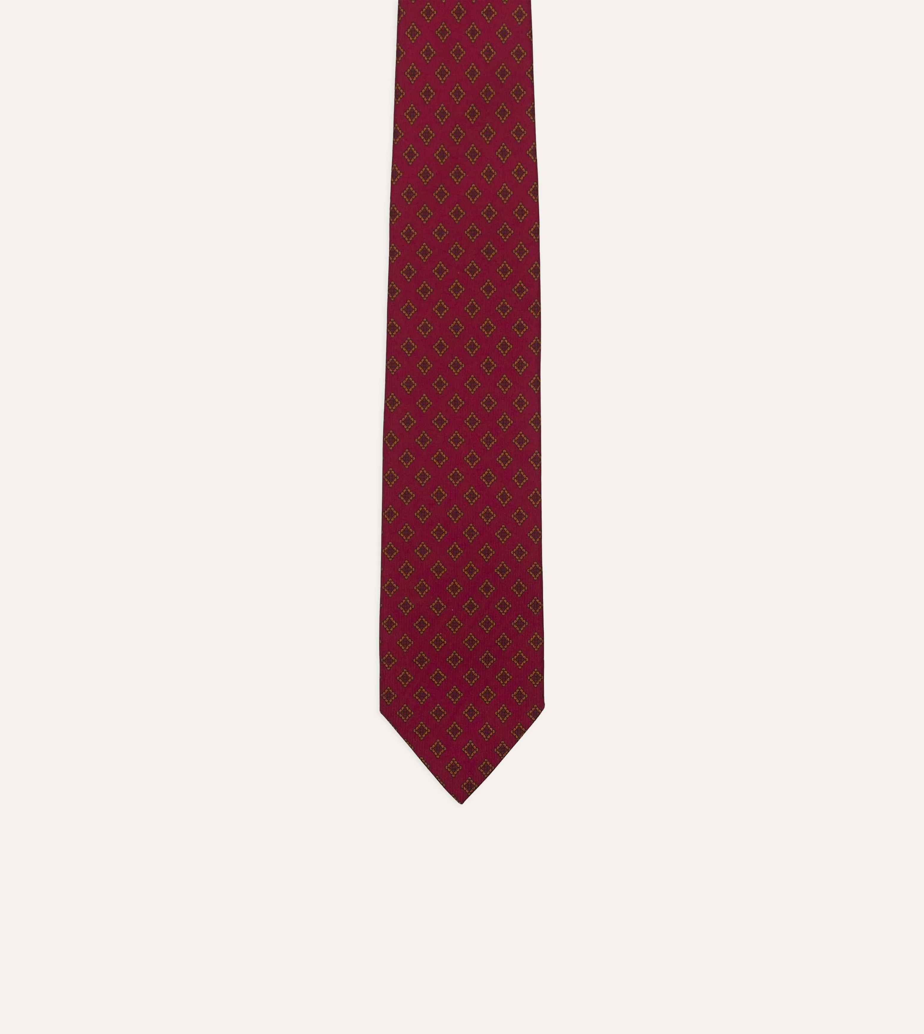 Magenta Diamond Medallion Self-Tipped Silk Tie sold by Drake's London product image thumbnail 3