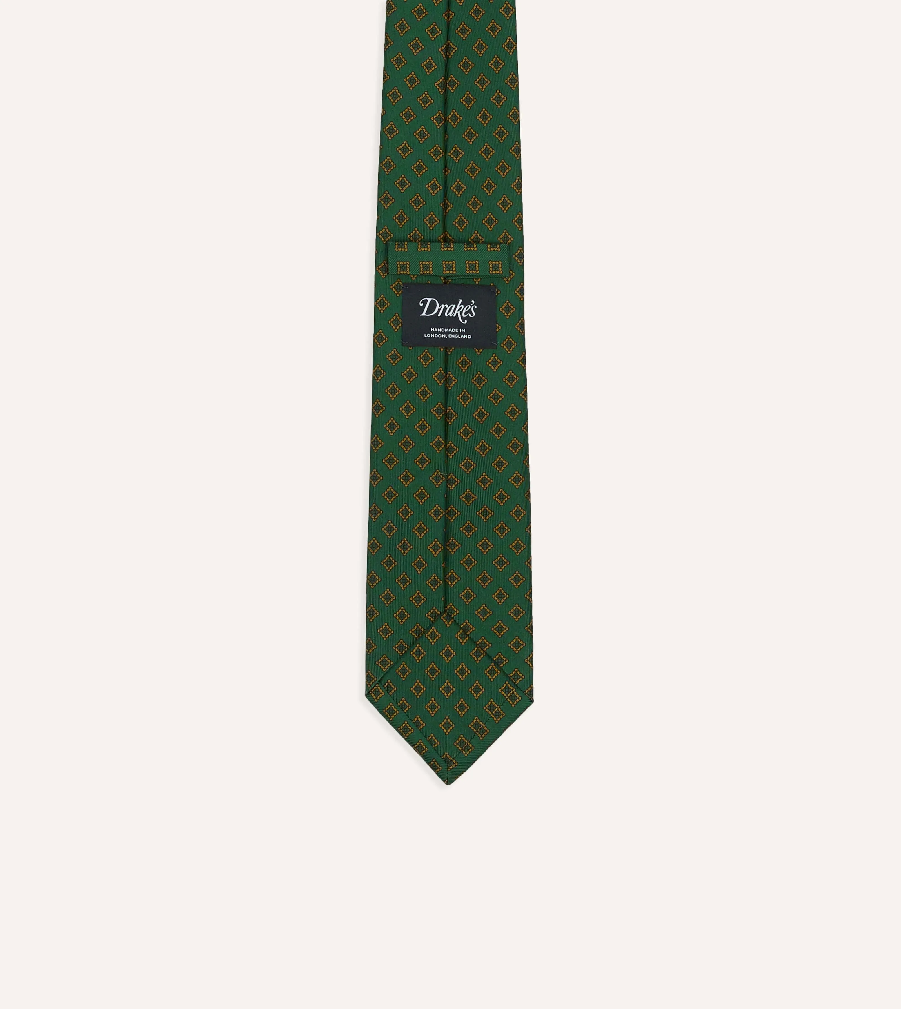Green Diamond Medallion Self-Tipped Silk Tie sold by Drake's London product image thumbnail 4