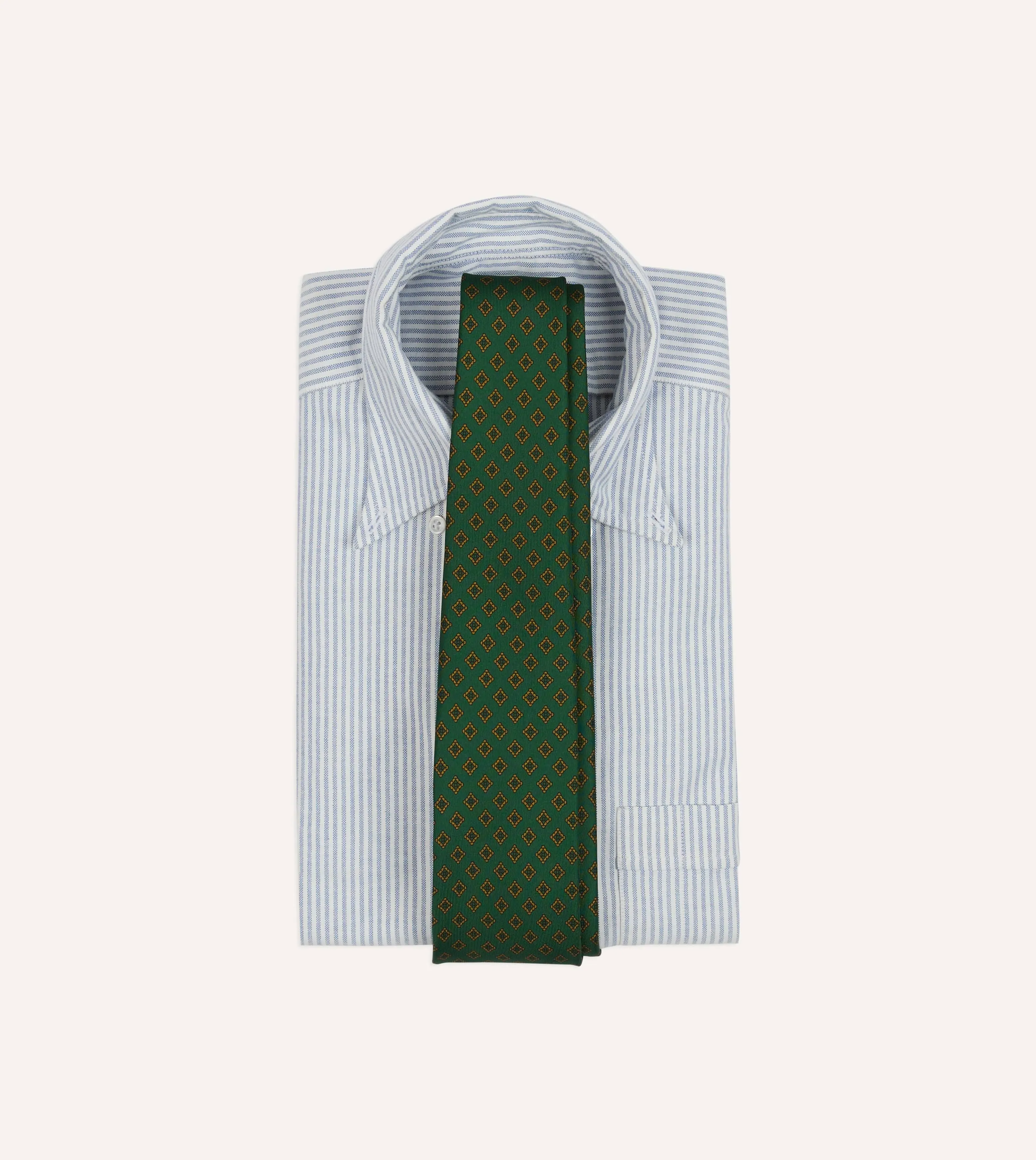 Green Diamond Medallion Self-Tipped Silk Tie sold by Drake's London product image thumbnail 2