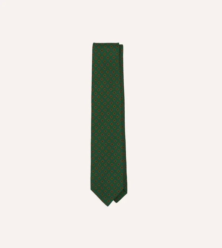 Green Diamond Medallion Self-Tipped Silk Tie sold by Drake's London