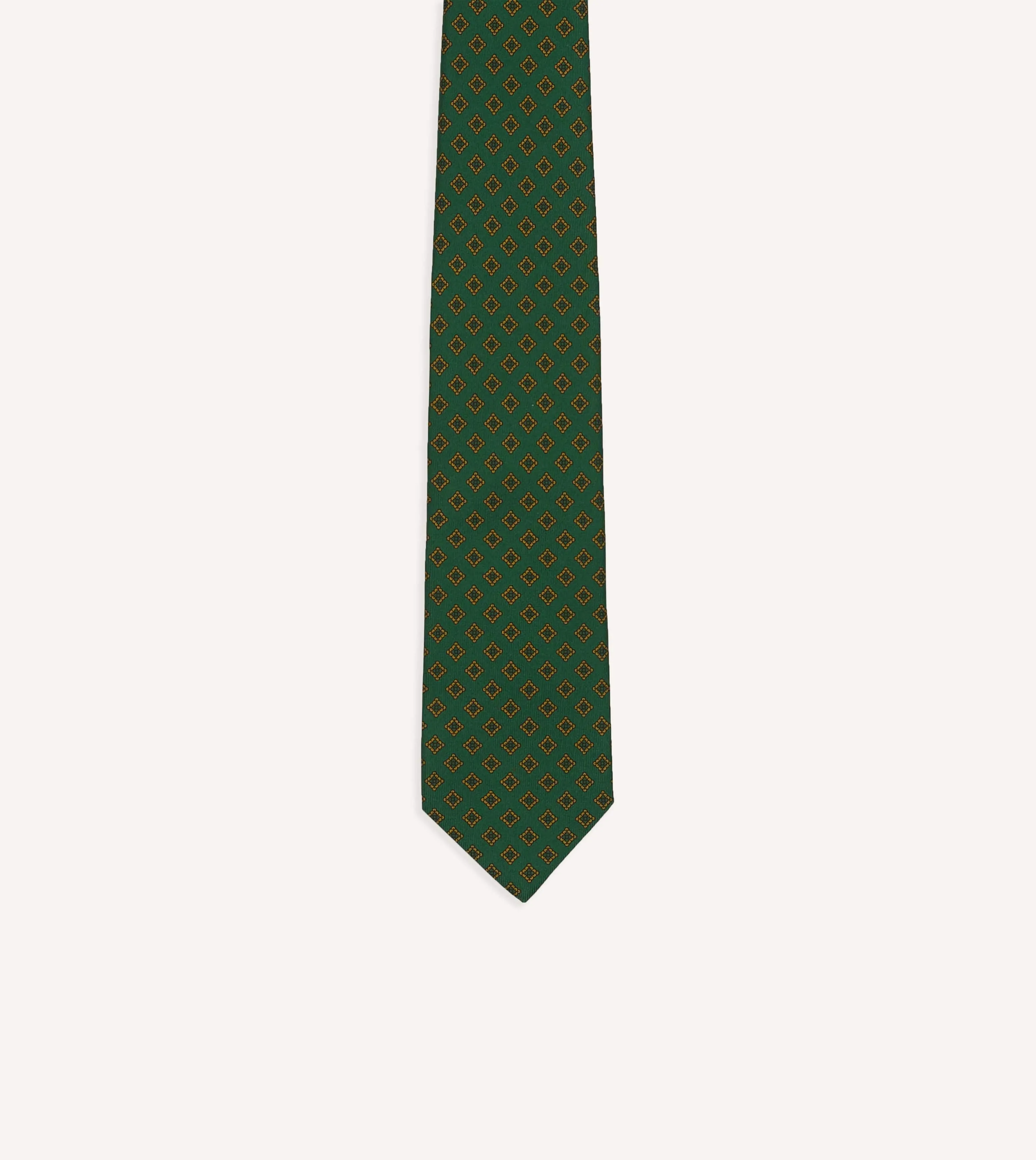 Green Diamond Medallion Self-Tipped Silk Tie sold by Drake's London product image thumbnail 3