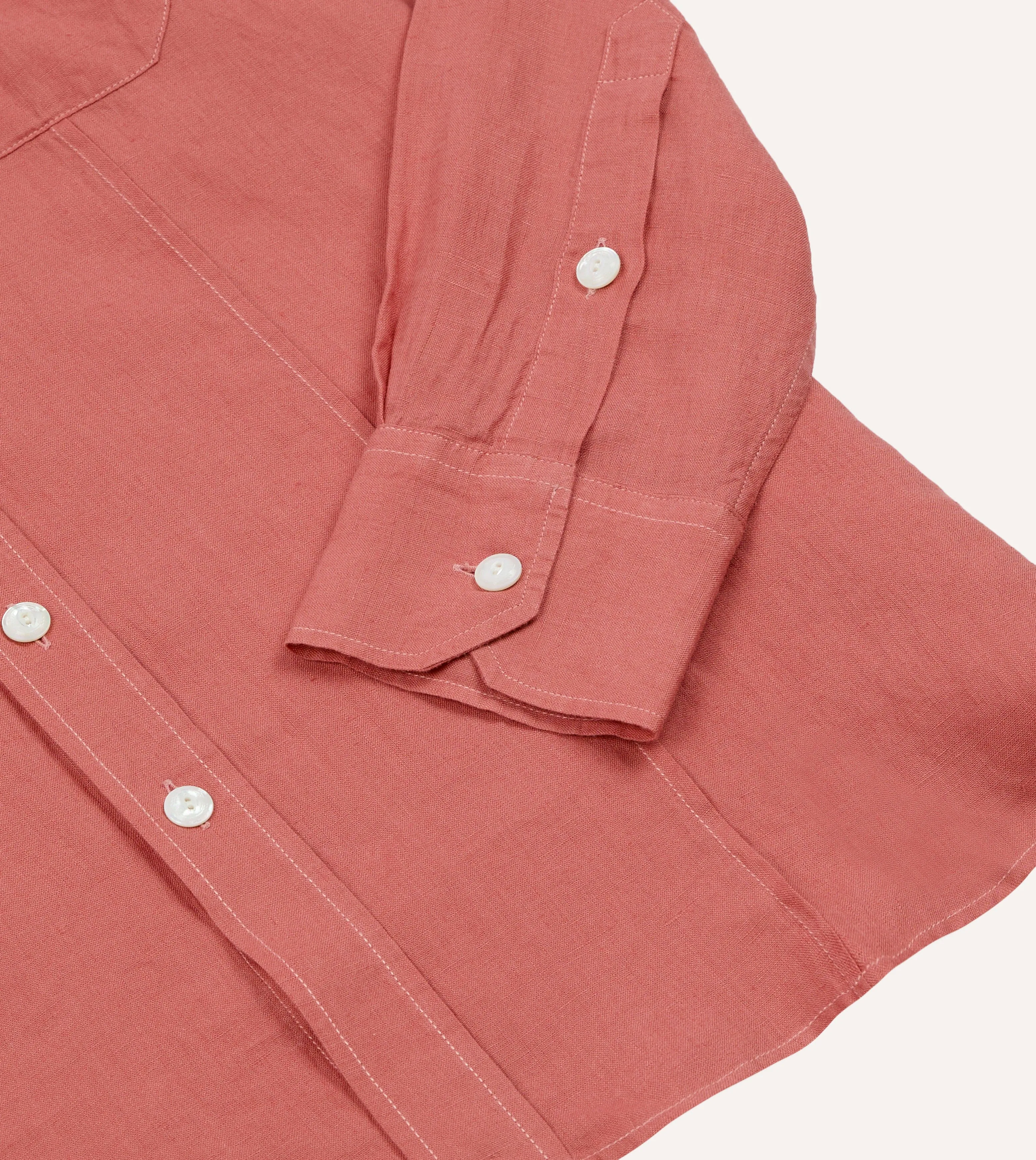 Pink Linen Pintuck Military Shirt sold by Drake's London product image thumbnail 5