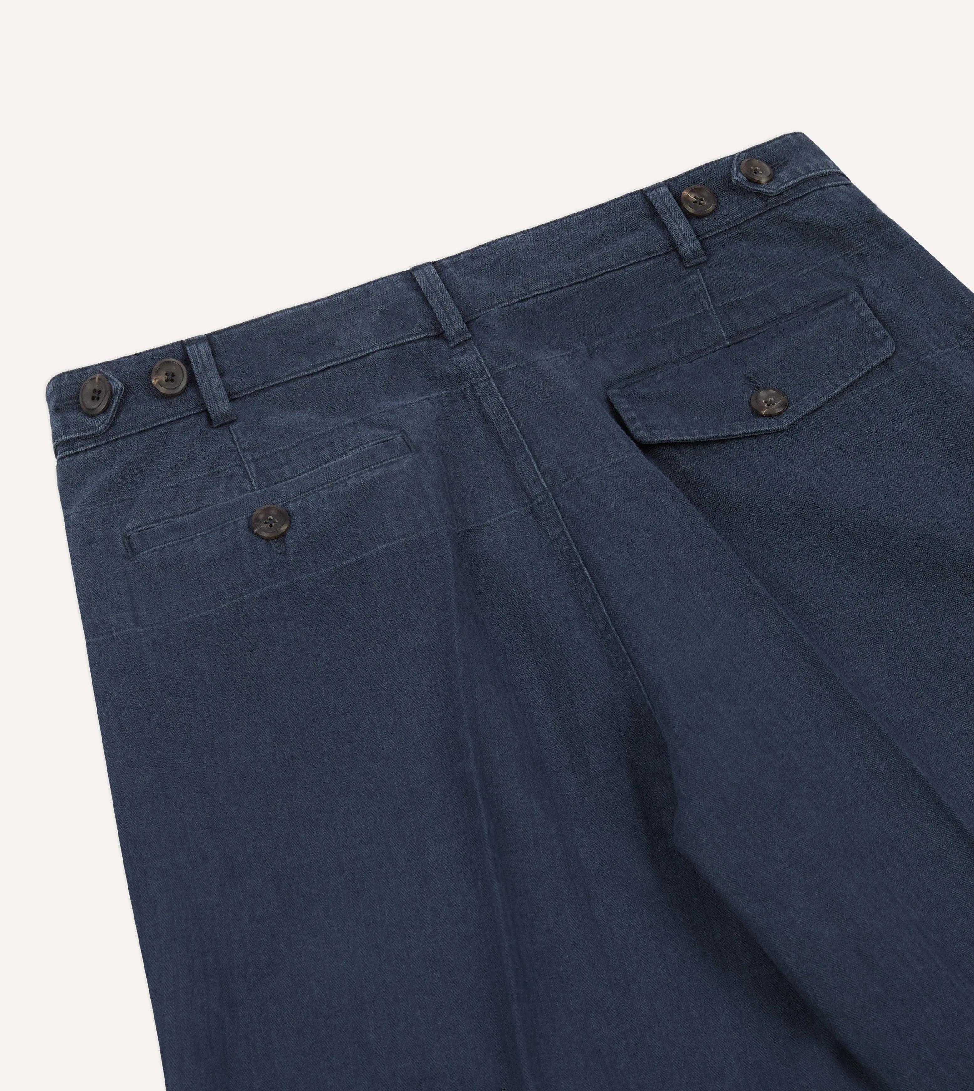 Navy Herringbone Twill Cotton Games Trouser sold by Drake's London product image thumbnail 5