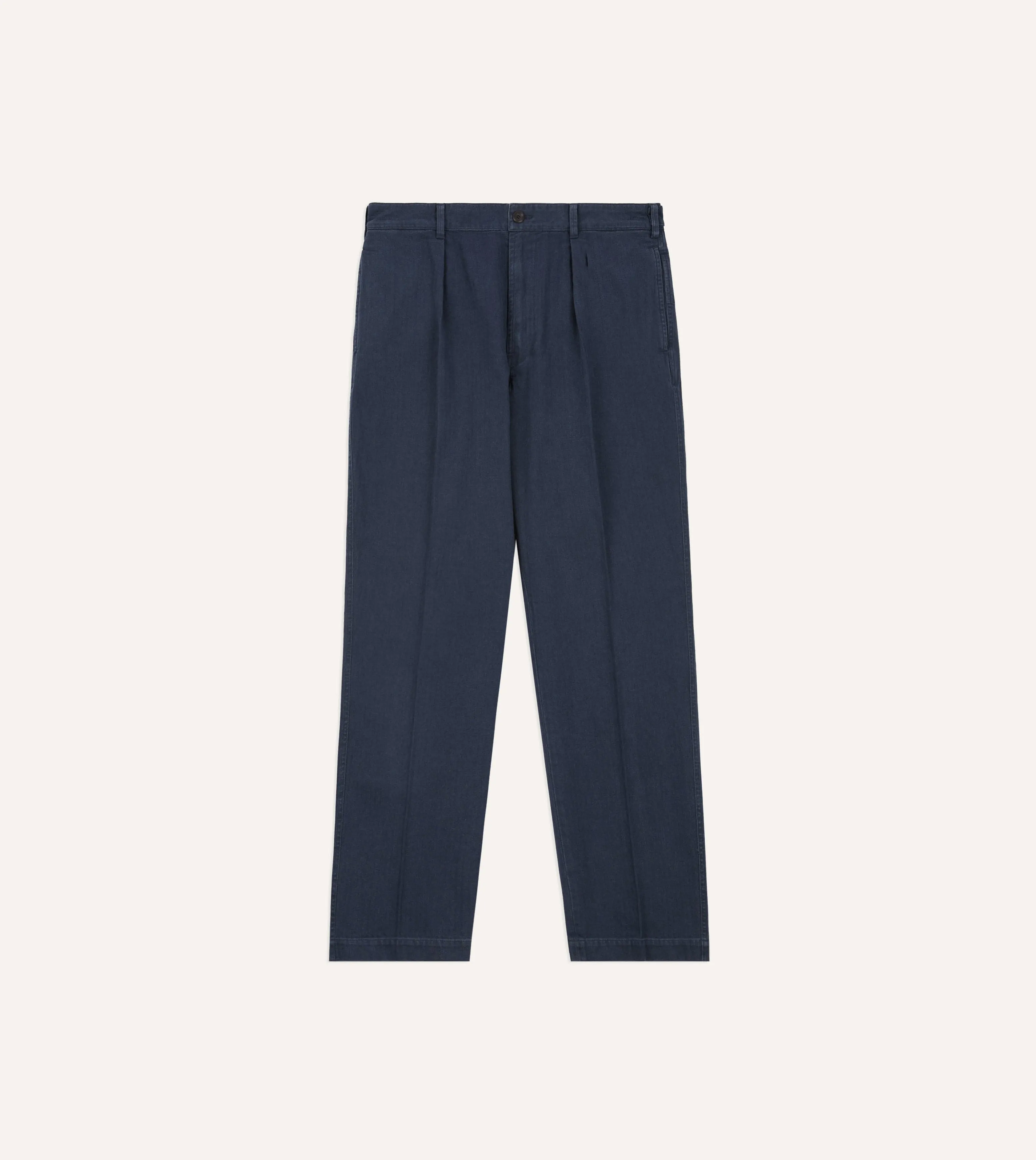 Navy Herringbone Twill Cotton Games Trouser sold by Drake's London product image thumbnail 3
