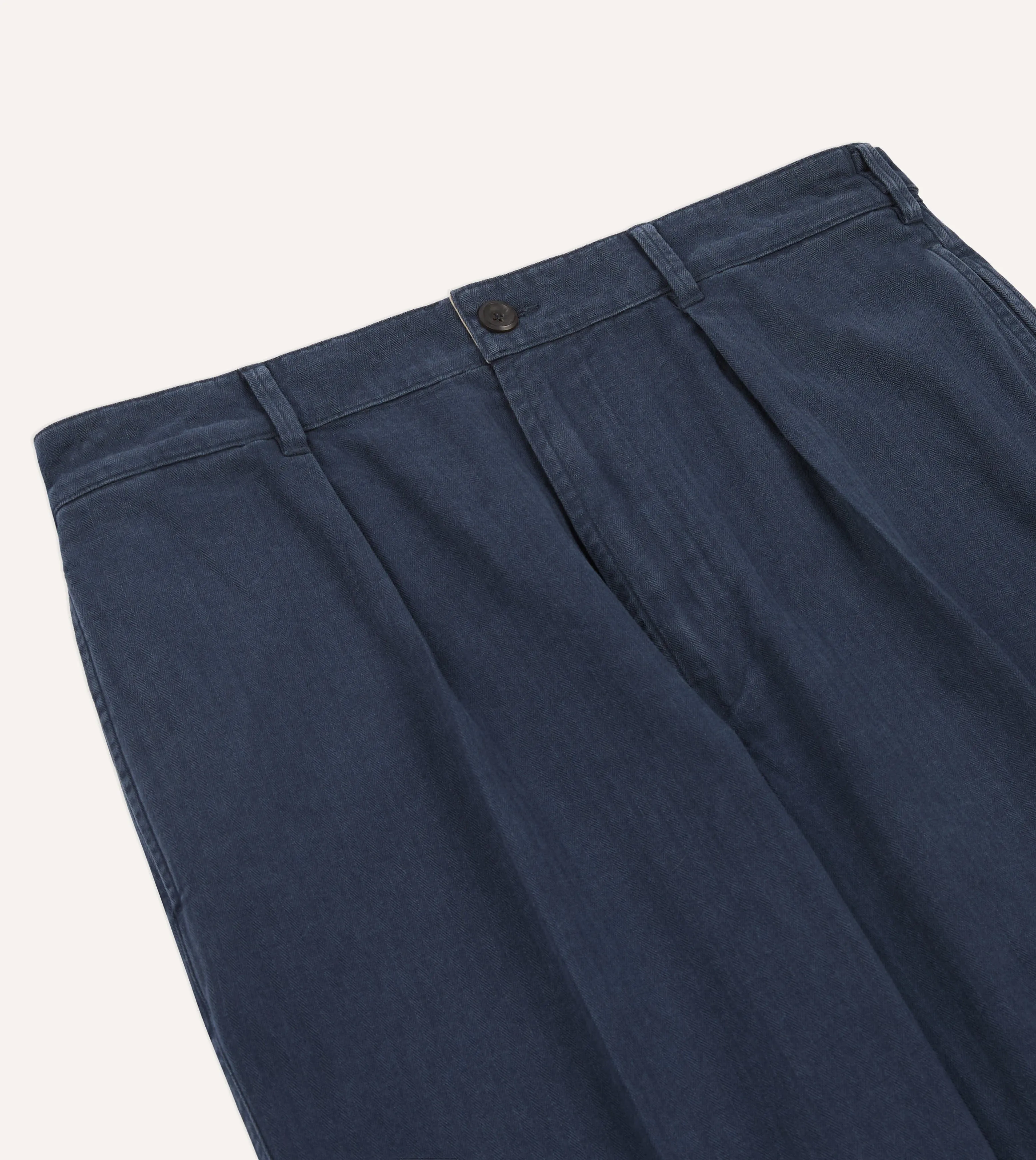 Navy Herringbone Twill Cotton Games Trouser sold by Drake's London product image thumbnail 4