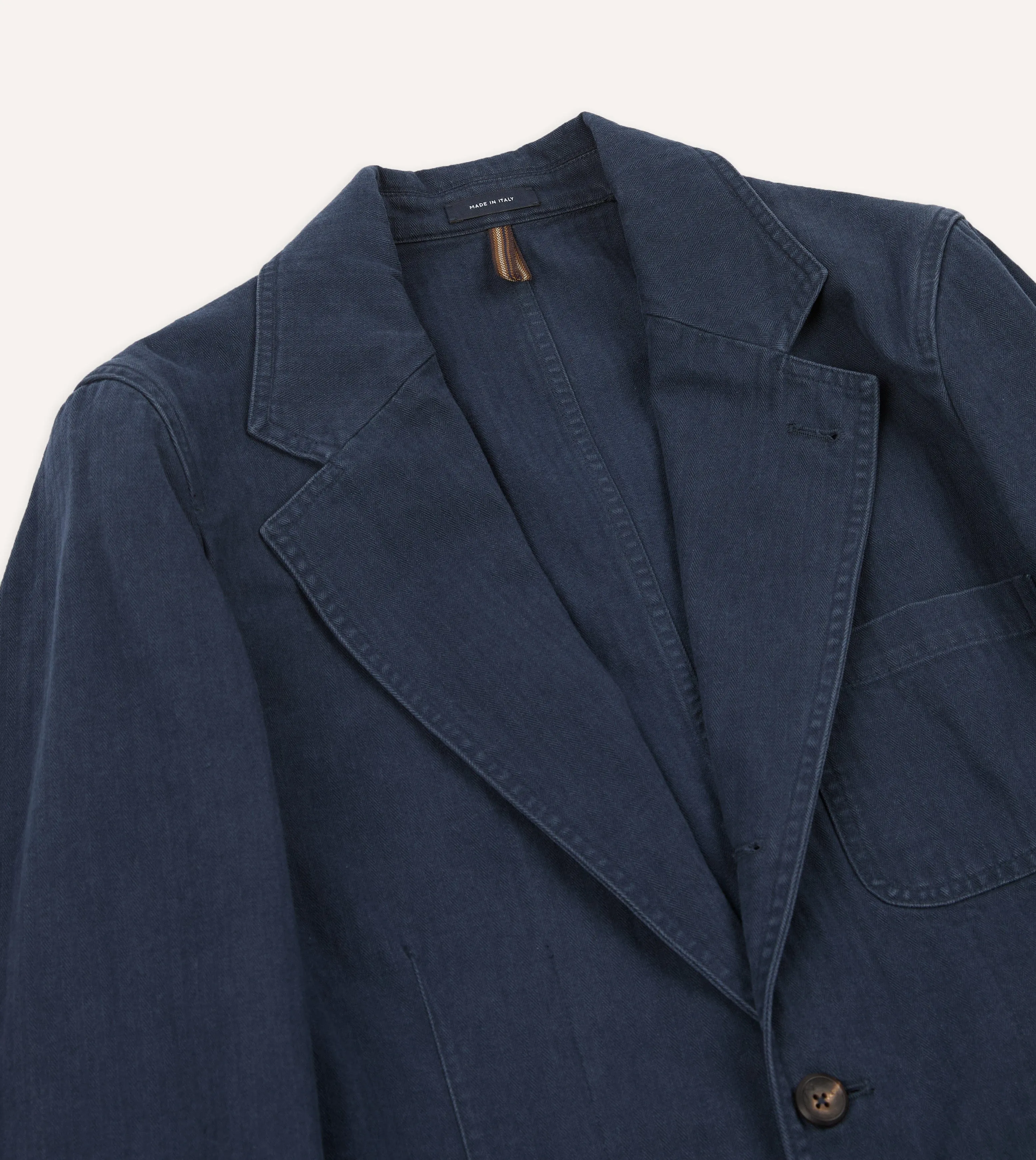 Navy Herringbone Twill Cotton Games Blazer Mk. I sold by Drake's London product image thumbnail 3