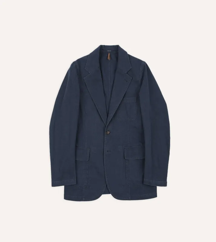 Navy Herringbone Twill Cotton Games Blazer Mk. I sold by Drake's London