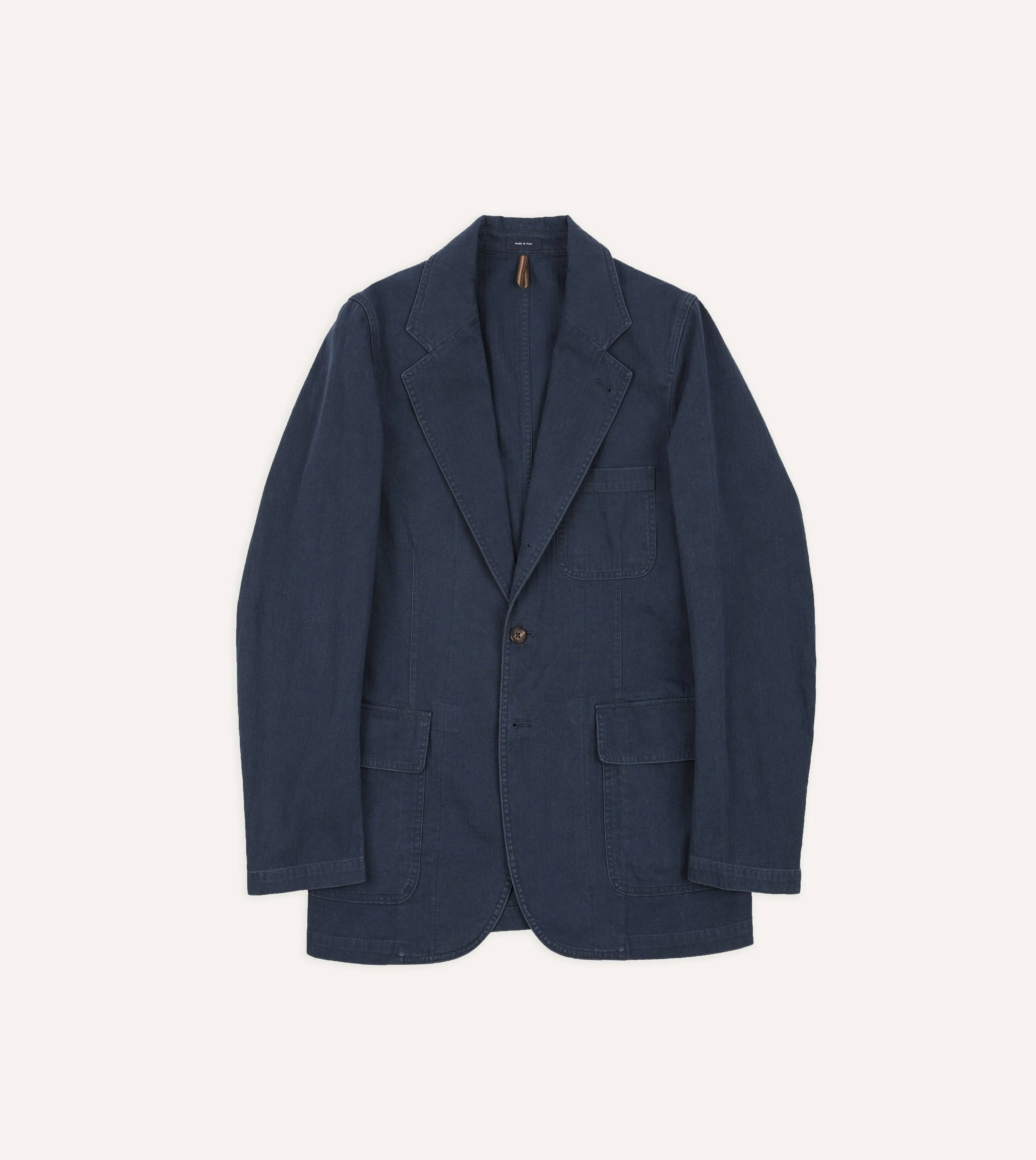 Navy Herringbone Twill Cotton Games Blazer Mk. I sold by Drake's London