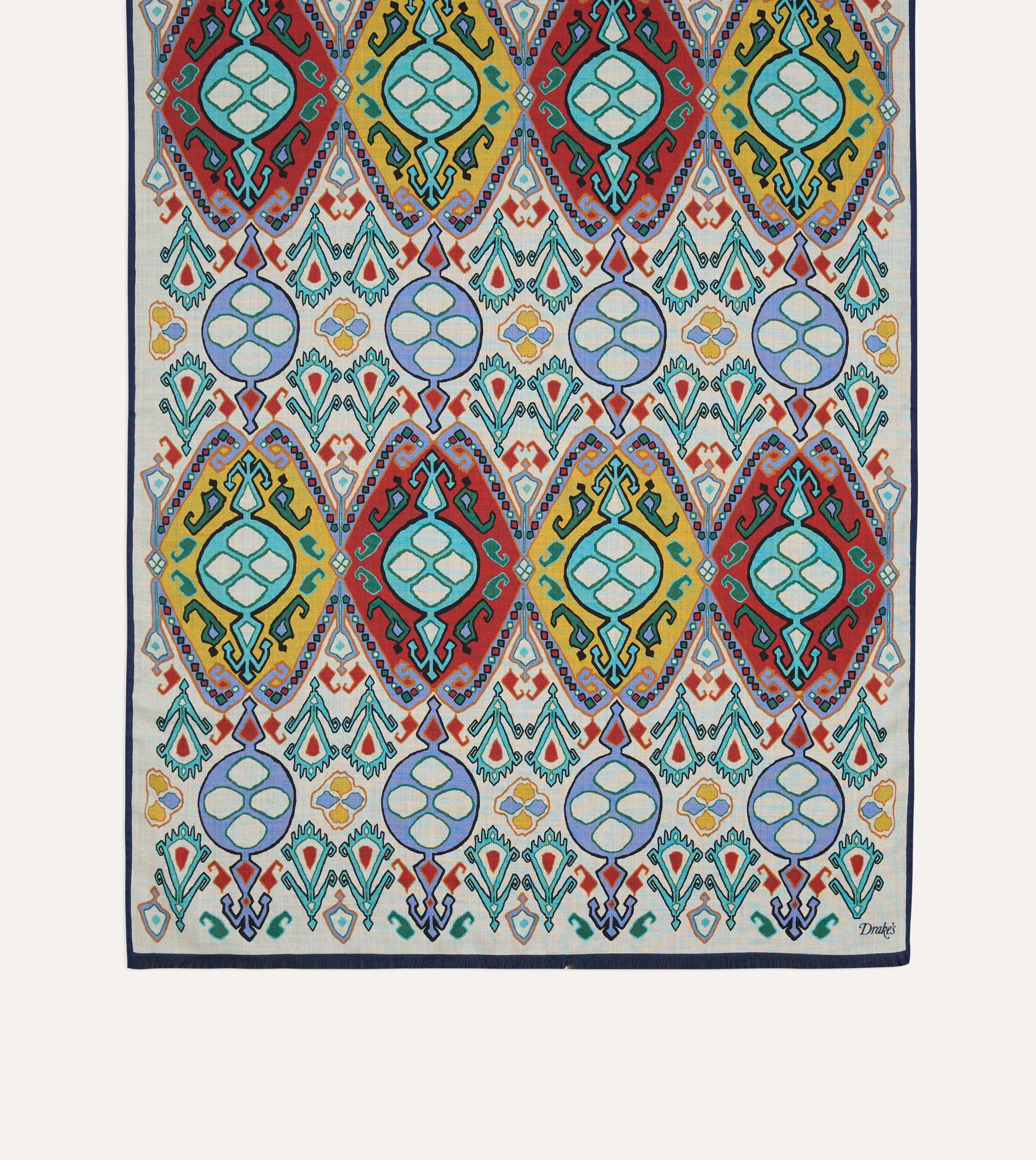 Ecru Tapestry Print Wool Silk Scarf sold by Drake's London product image thumbnail 3