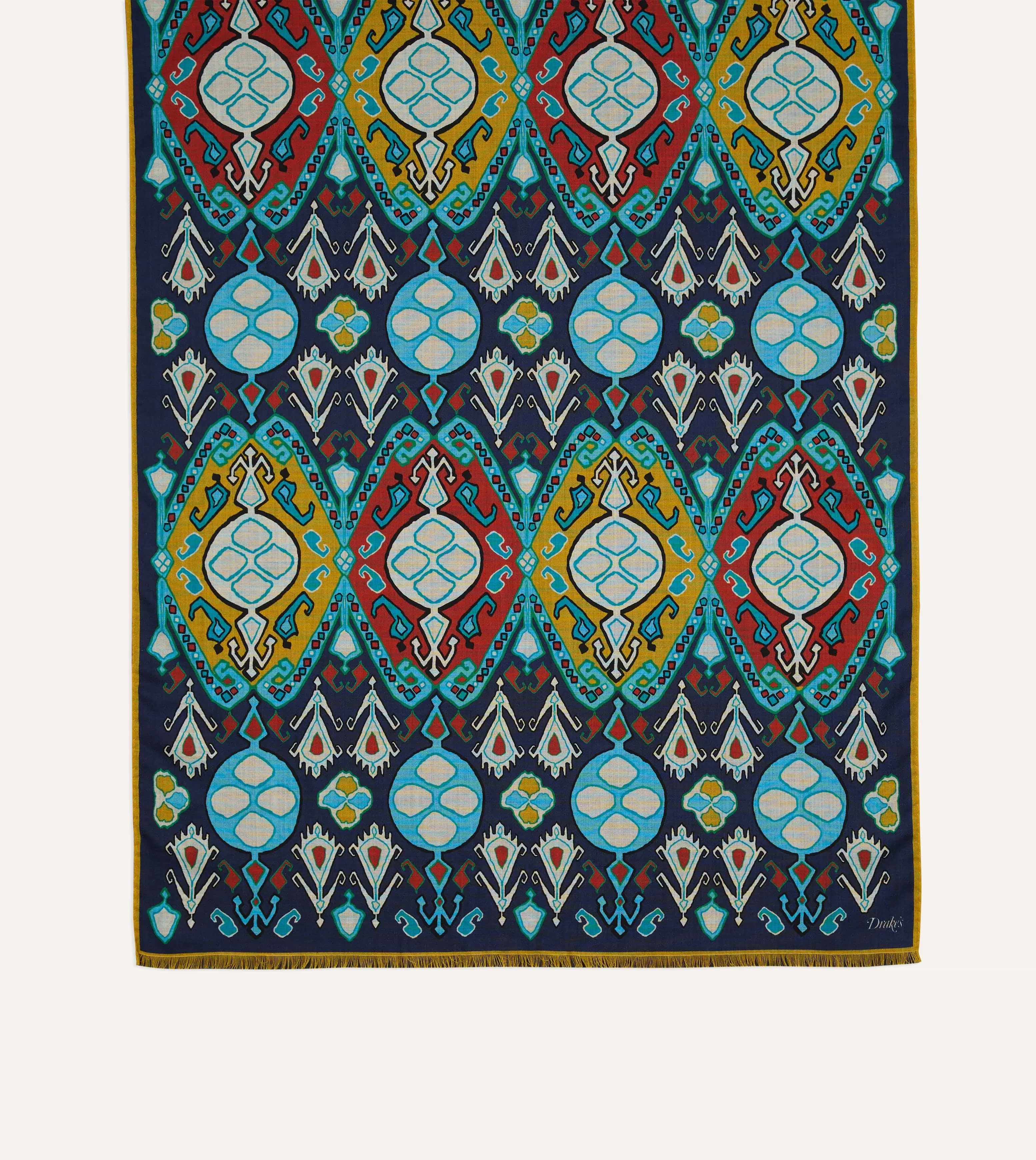 Navy Tapestry Print Wool Silk Scarf sold by Drake's London product image thumbnail 3