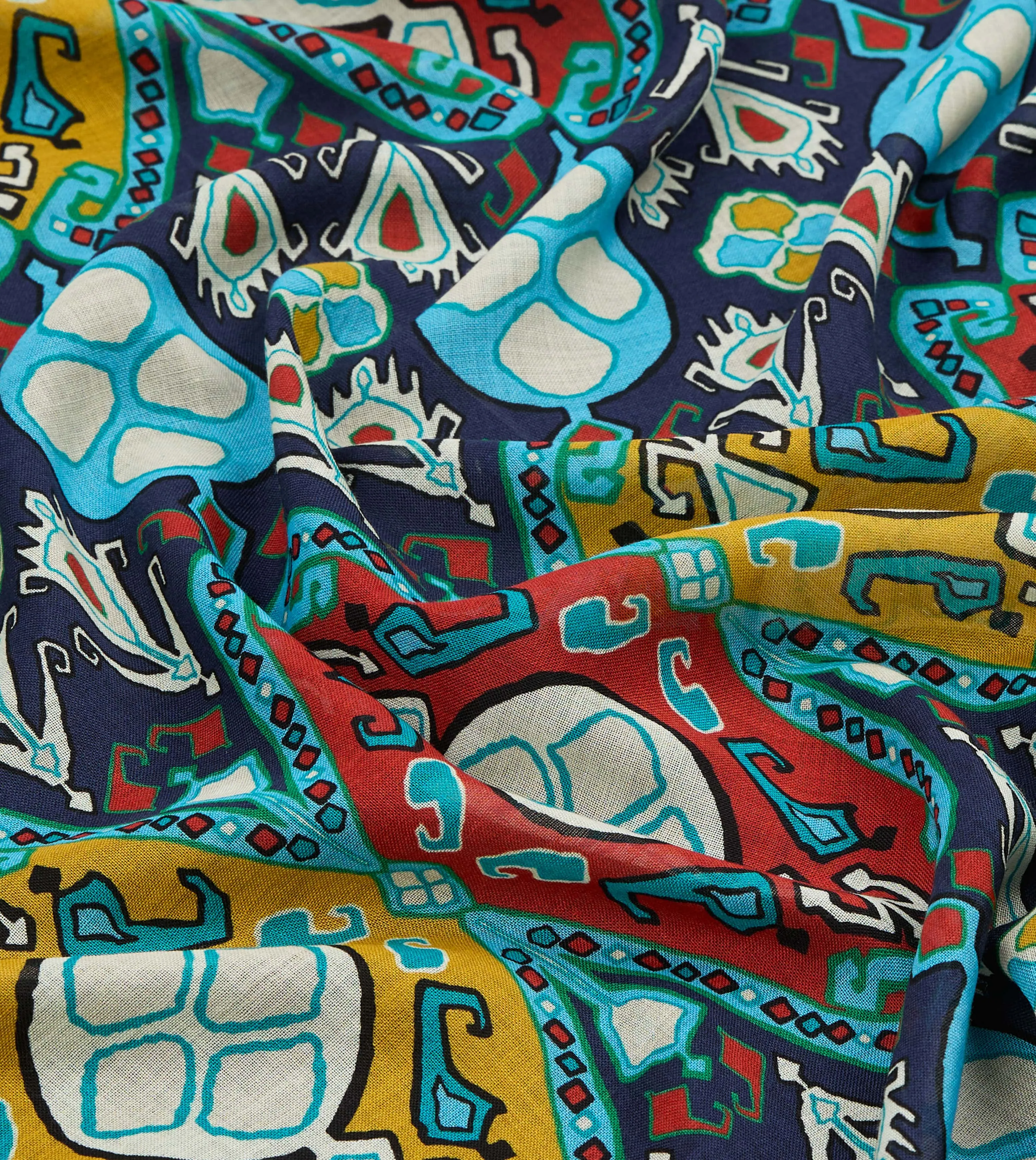 Navy Tapestry Print Wool Silk Scarf sold by Drake's London product image thumbnail 2