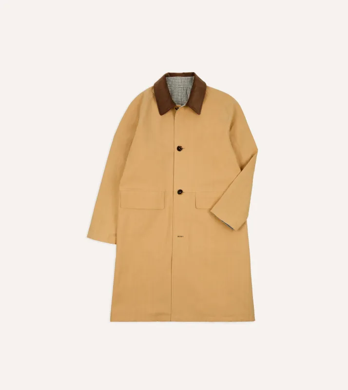Reversible Linen–Cotton Raglan Mac sold by Drake's London