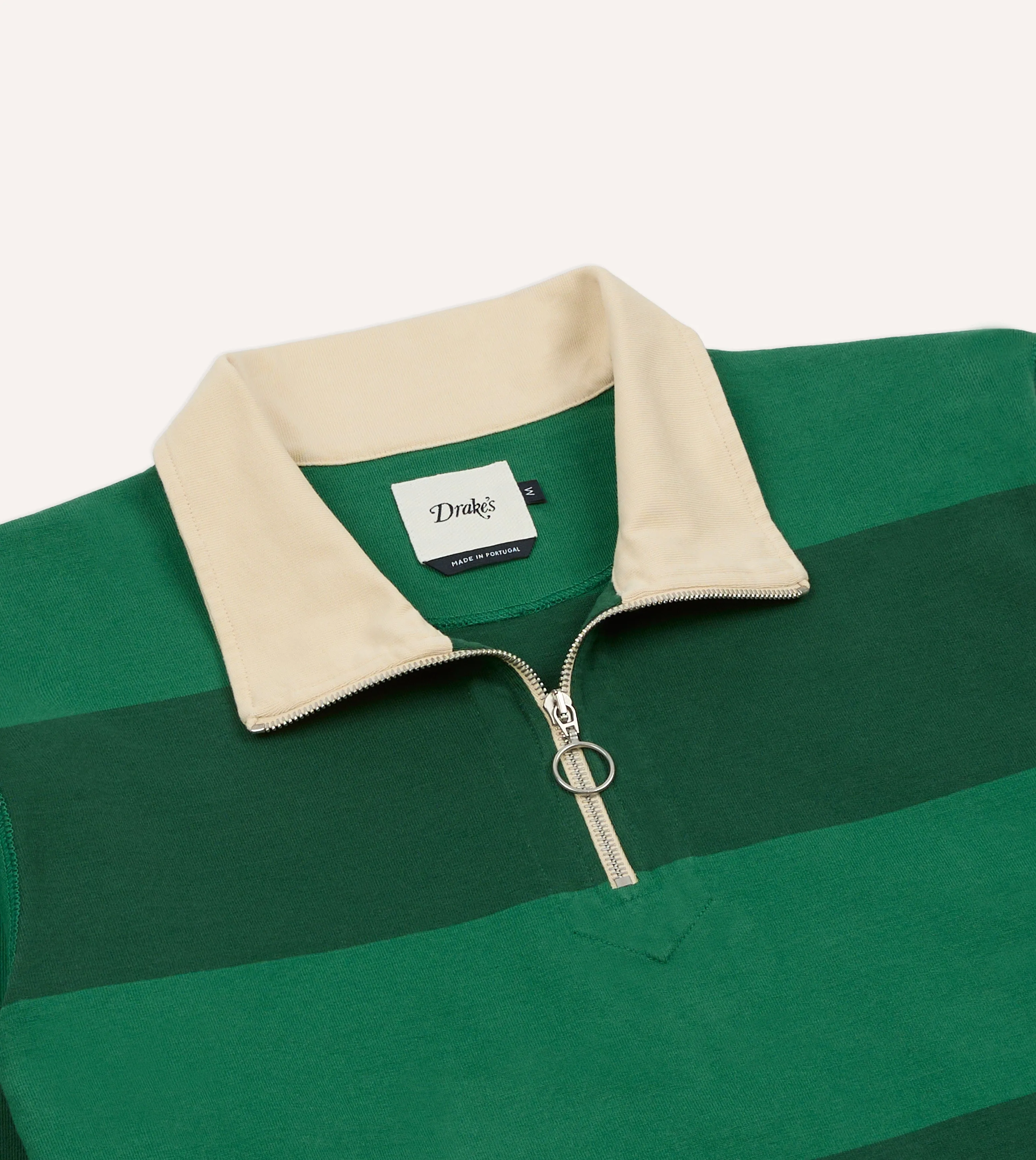 Green Block Stripe Cotton Quarter Zip Rugby Shirt sold by Drake's London product image thumbnail 3