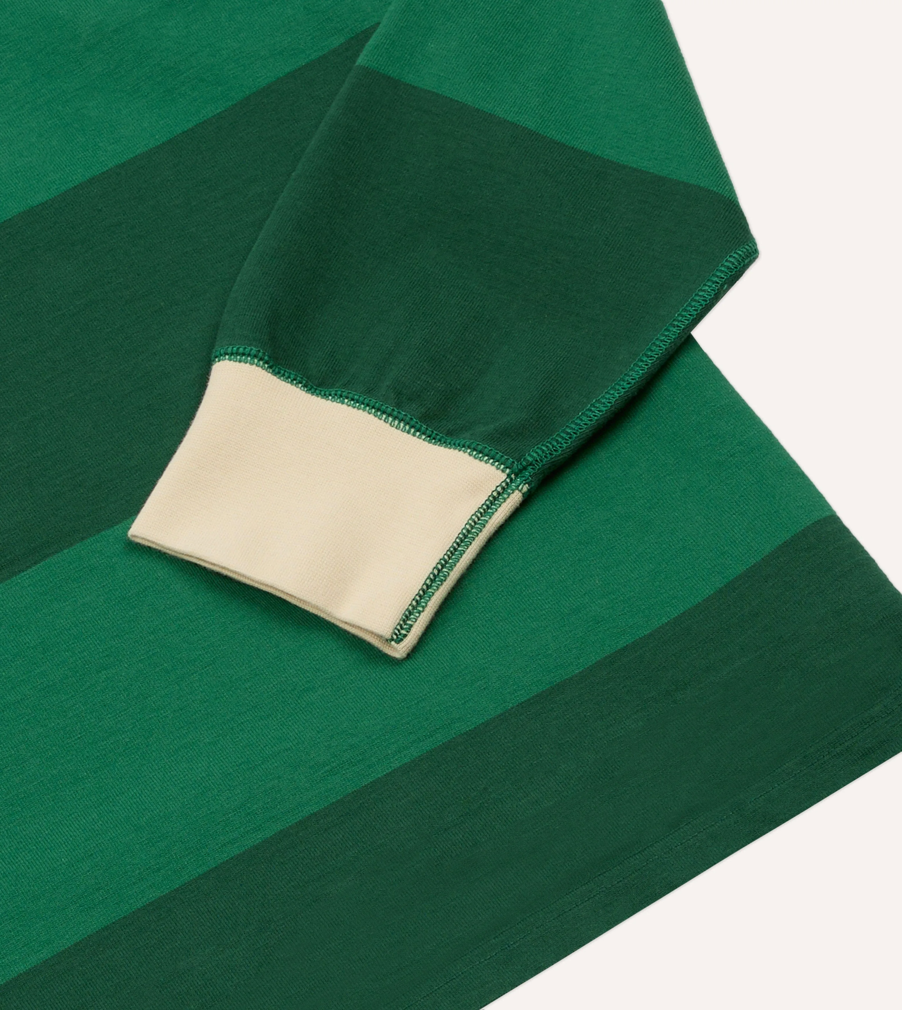 Green Block Stripe Cotton Quarter Zip Rugby Shirt sold by Drake's London product image thumbnail 4