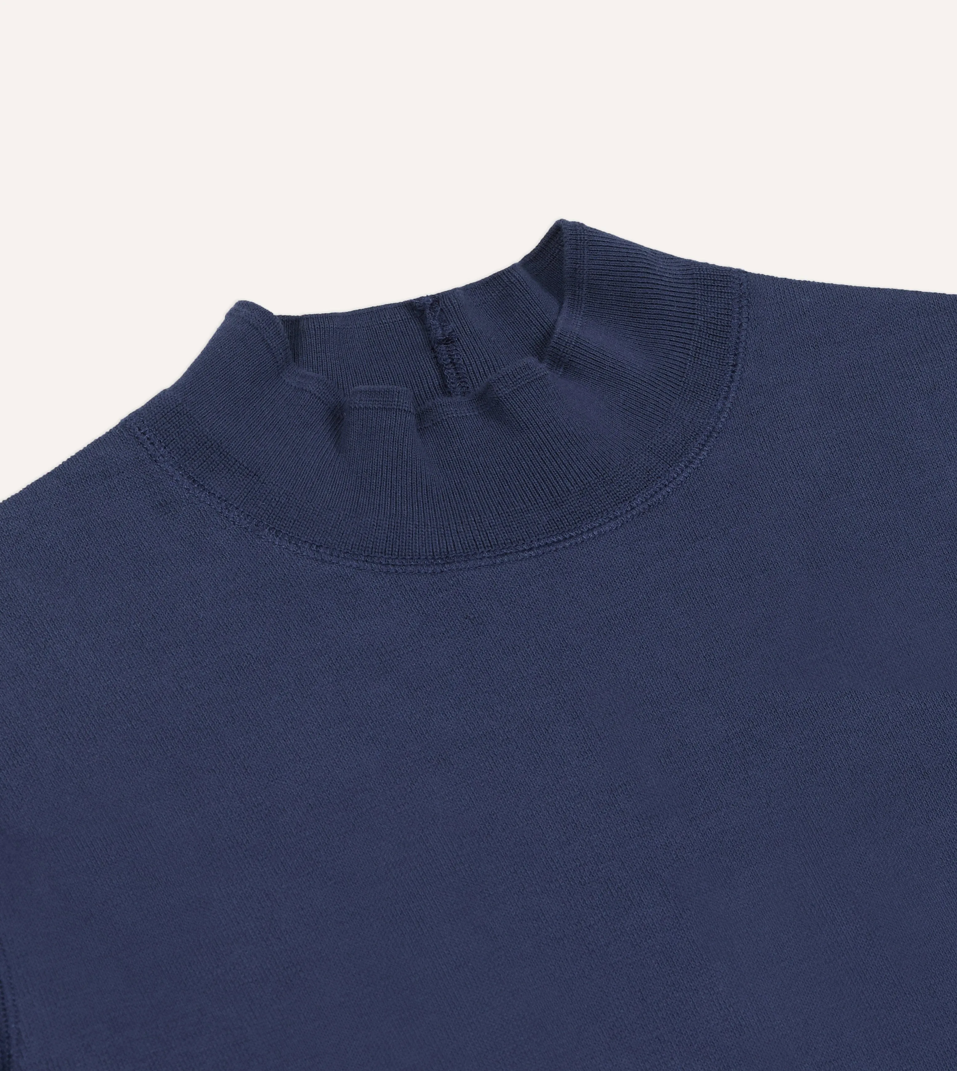 Navy Cotton Long-Sleeve Mock Neck Hiking T-Shirt sold by Drake's London product image thumbnail 3