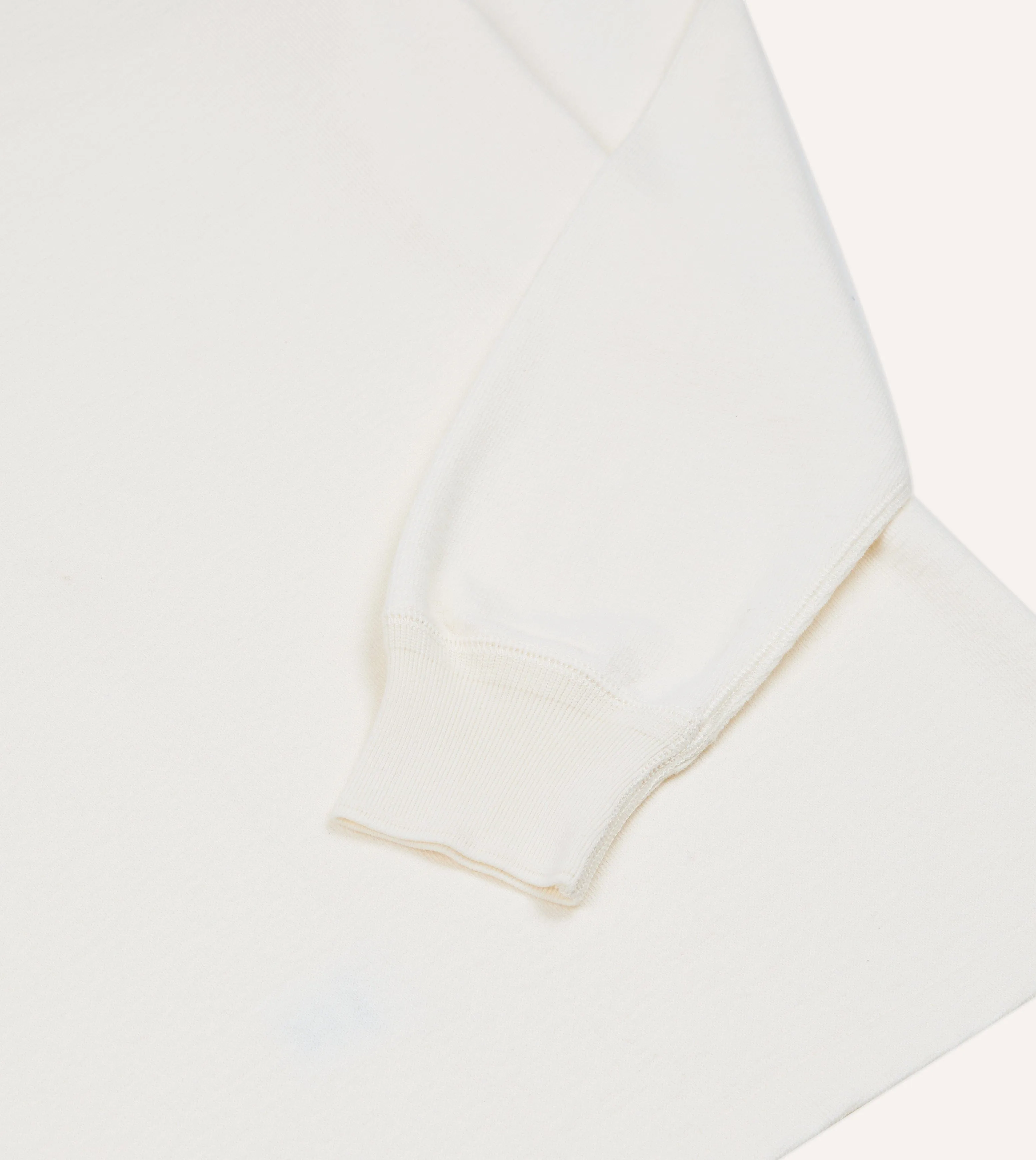 Antique White Cotton Long-Sleeve Mock Neck Hiking T-Shirt sold by Drake's London product image thumbnail 4