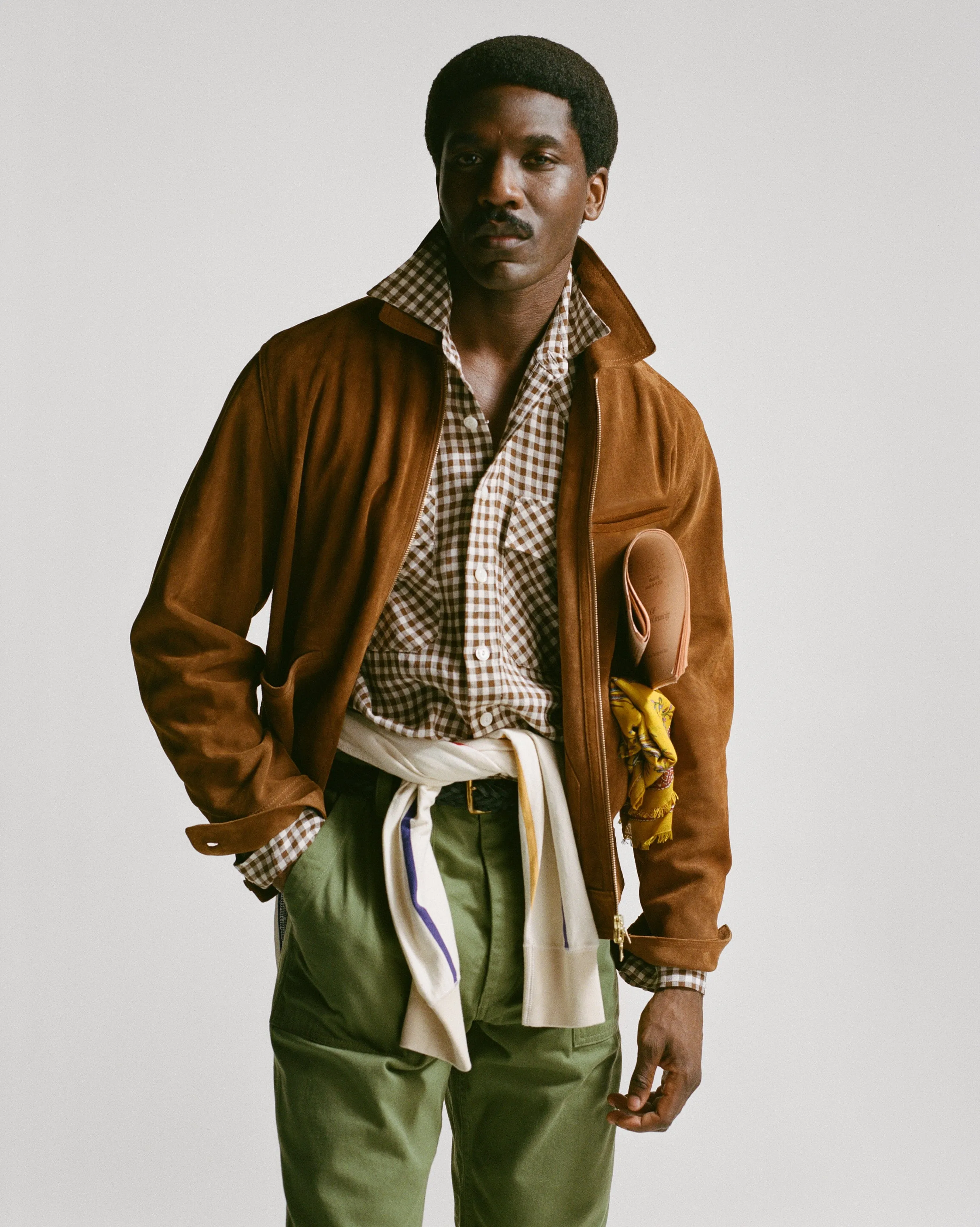 Snuff Raw Suede Blouson Jacket sold by Drake's London product image thumbnail 2