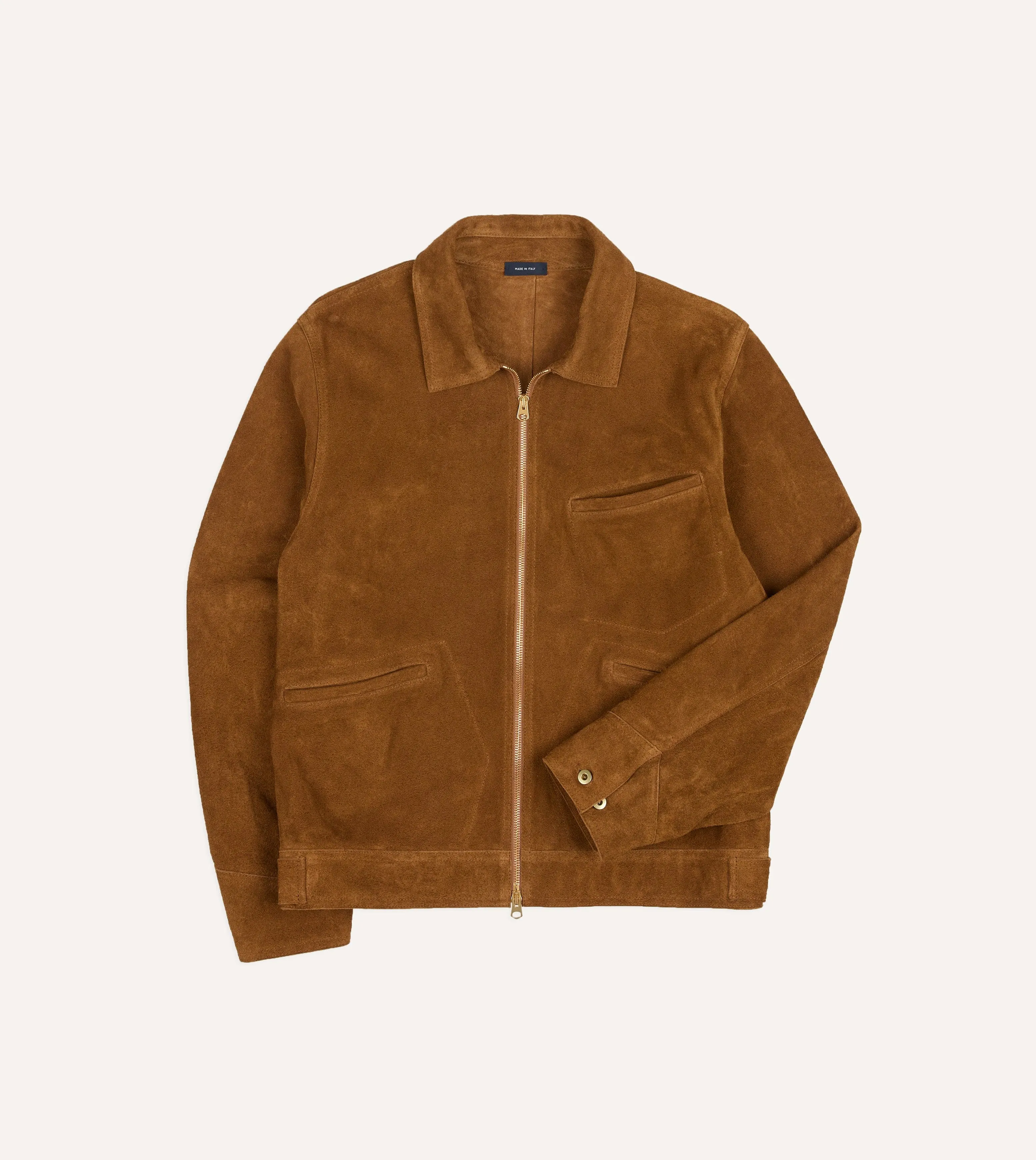 Snuff Raw Suede Blouson Jacket sold by Drake's London product image thumbnail 3