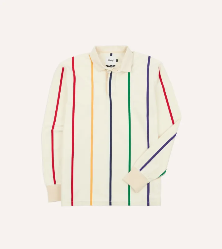 Primary Vertical Stripe Cotton Rugby Shirt sold by Drake's London