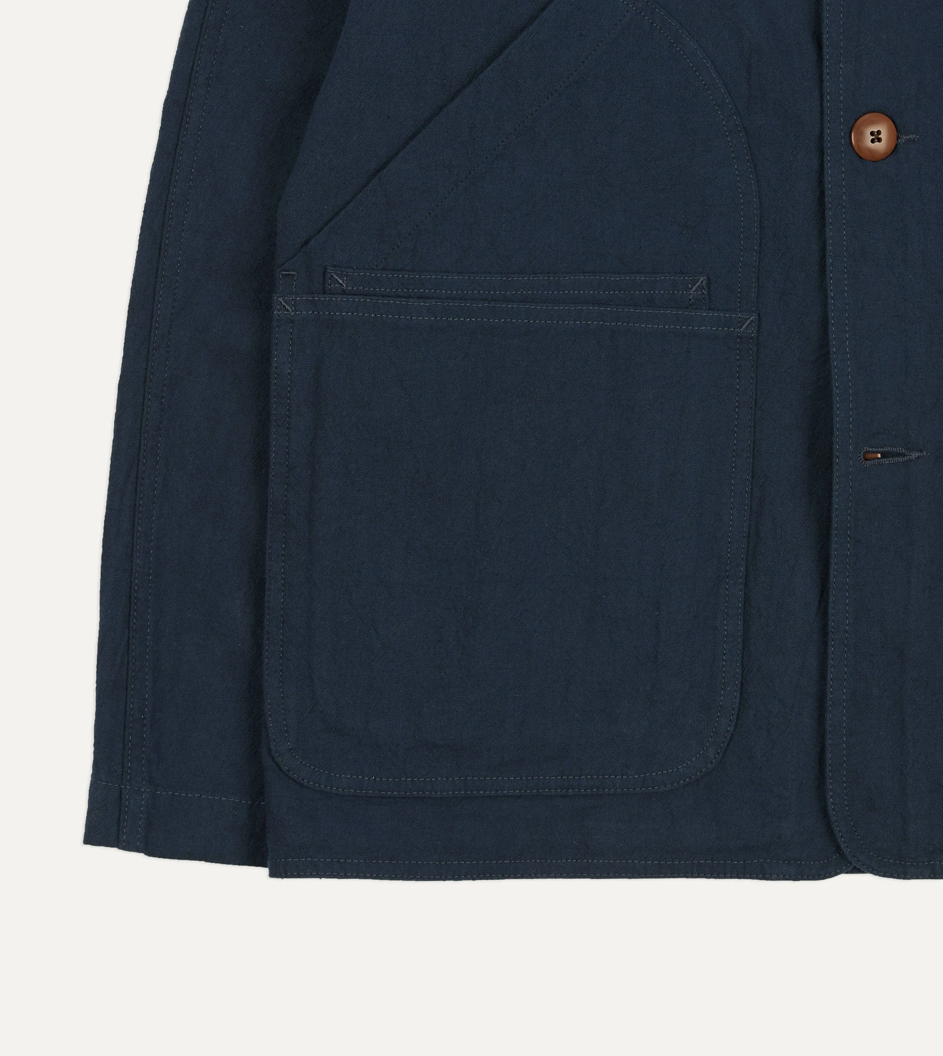 Navy Cotton-Linen Raglan Work Coat sold by Drake's London product image thumbnail 5