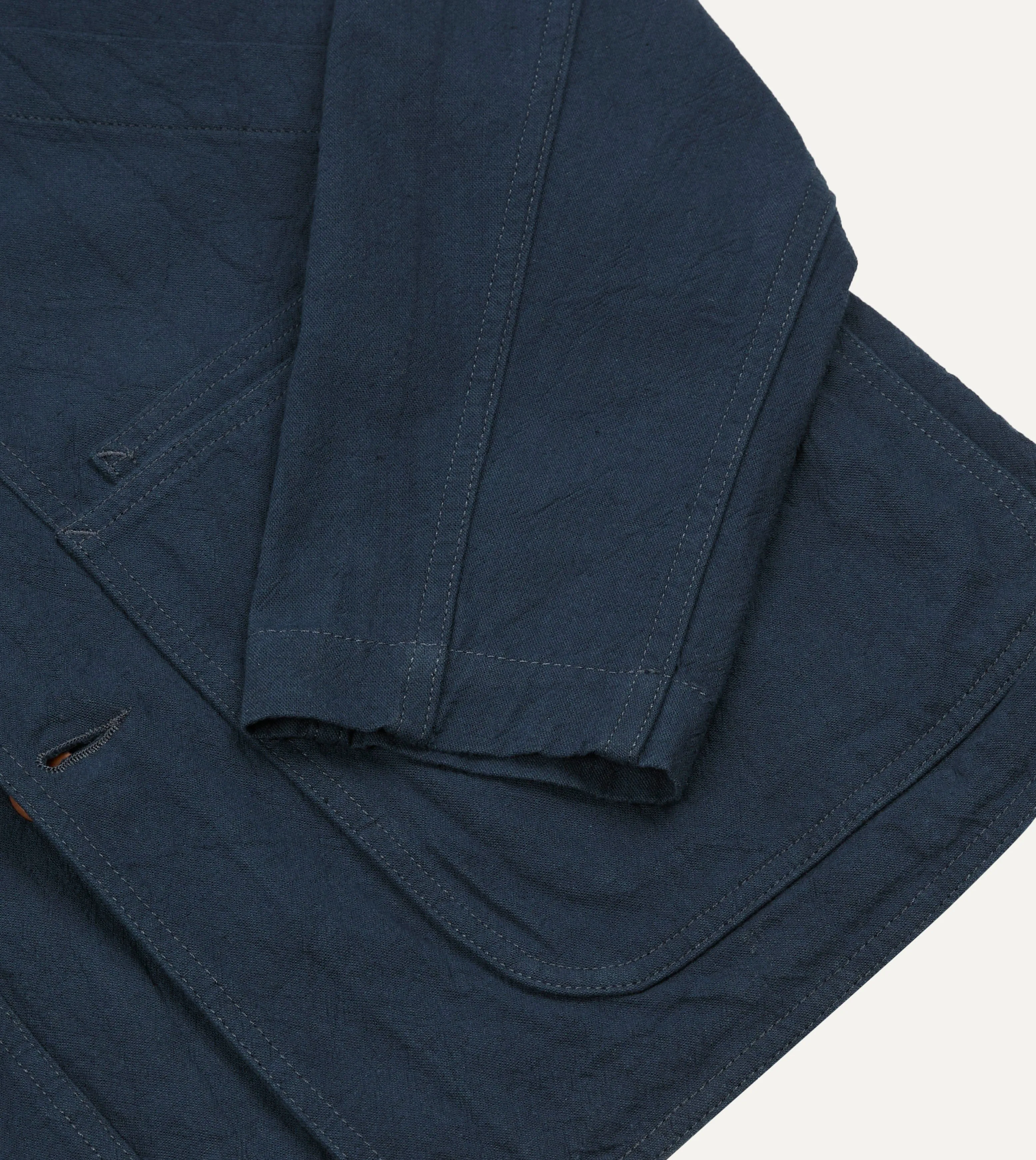 Navy Cotton-Linen Raglan Work Coat sold by Drake's London product image thumbnail 4