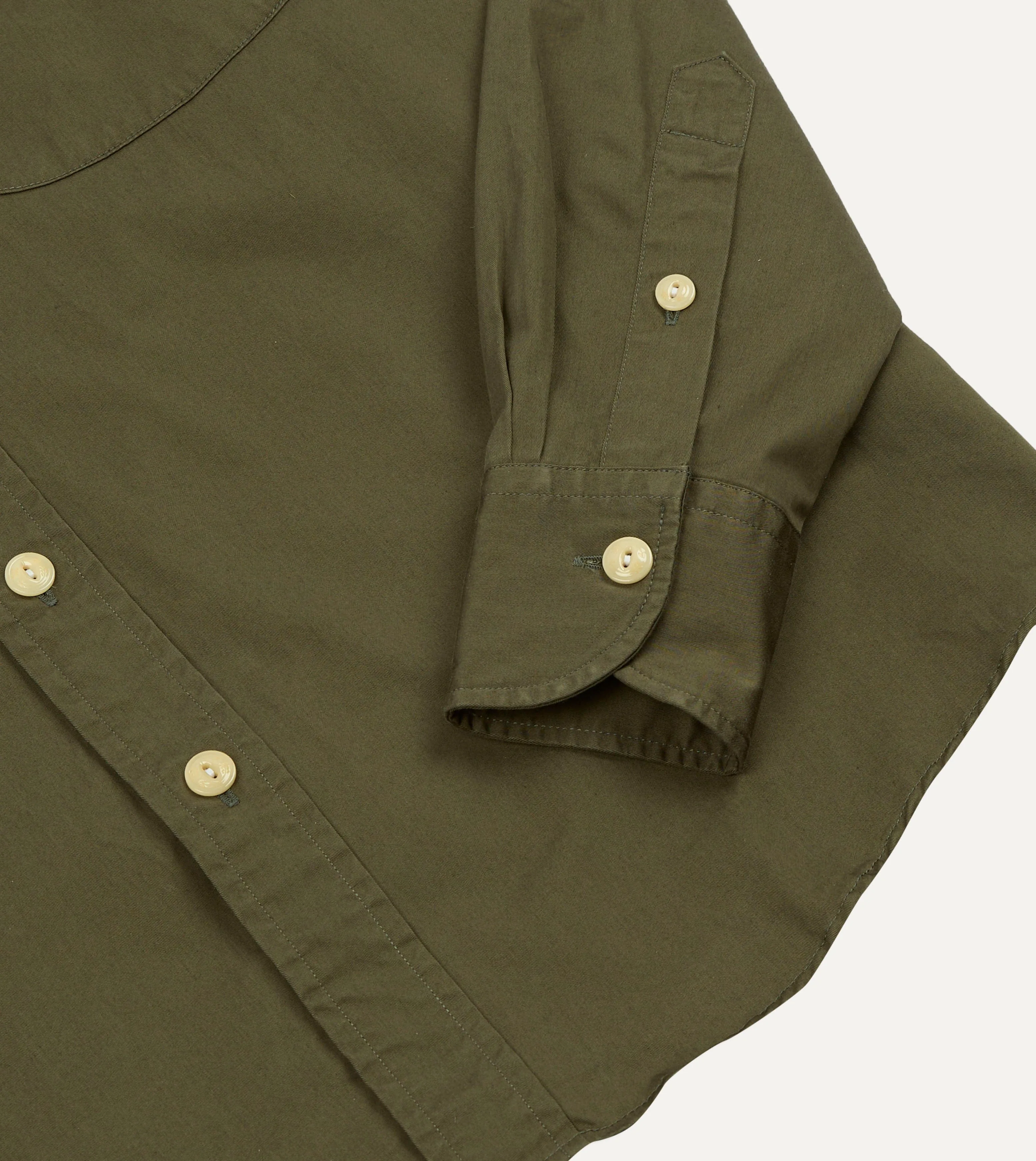 Olive Cotton Mandarin Collar Shirt sold by Drake's London product image thumbnail 5