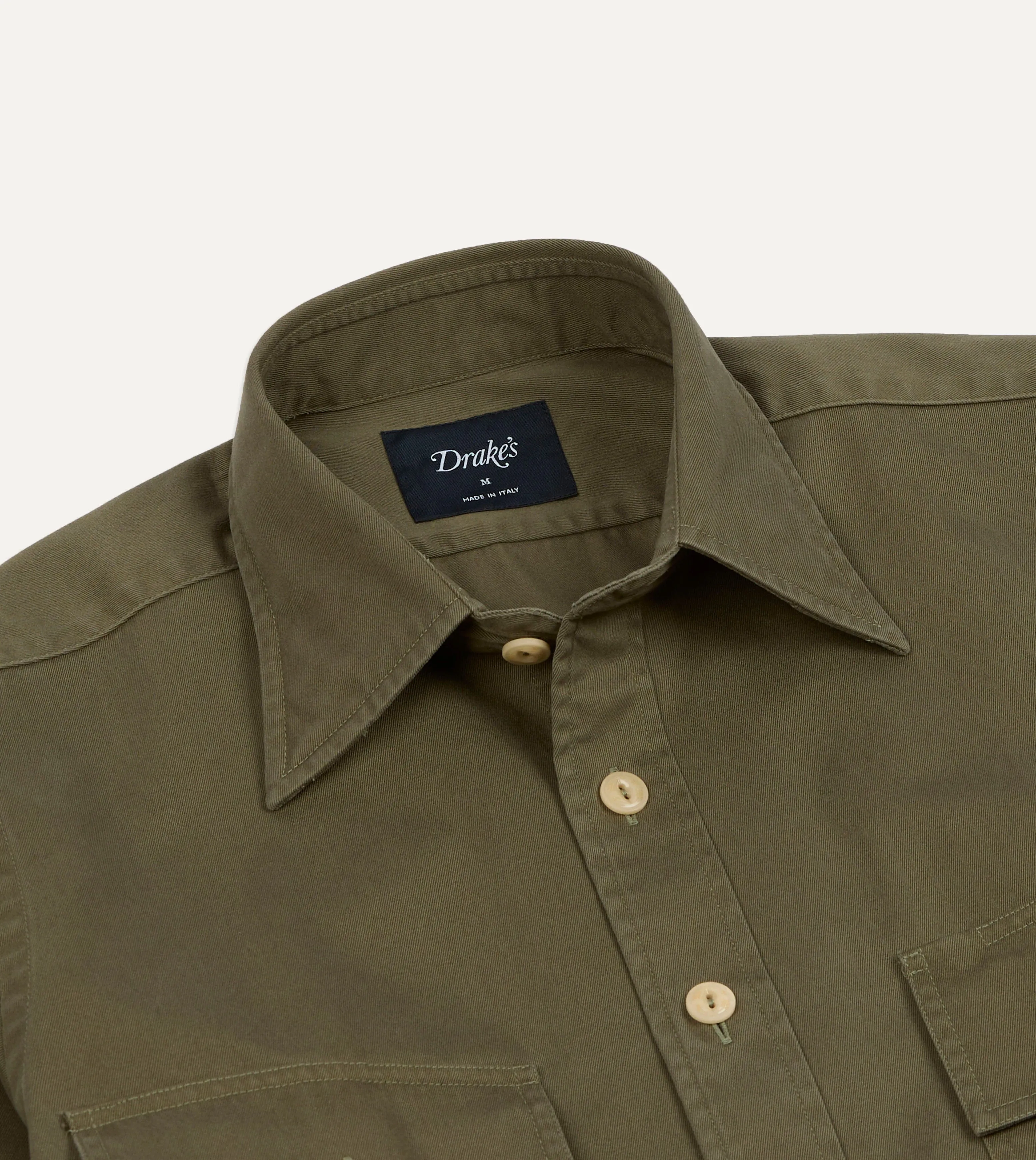 Green Cotton Long Point Collar Work Shirt sold by Drake's London product image thumbnail 3