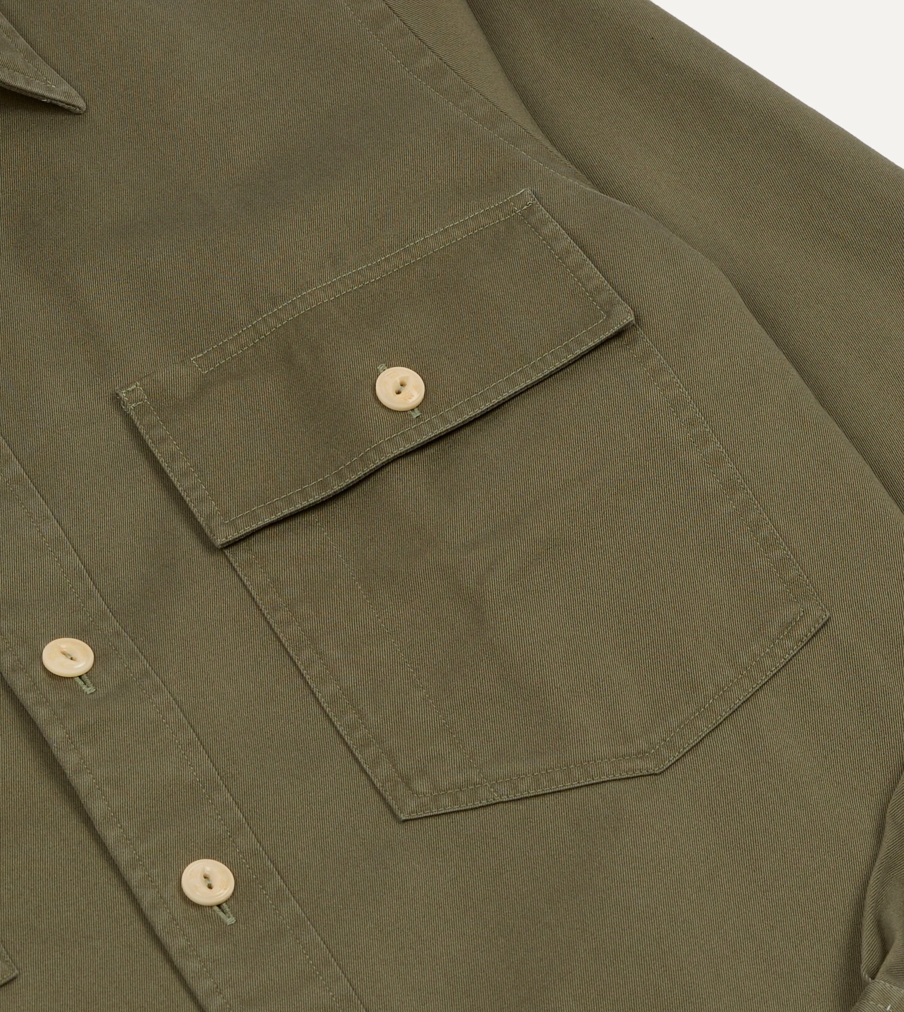 Green Cotton Long Point Collar Work Shirt sold by Drake's London product image thumbnail 4