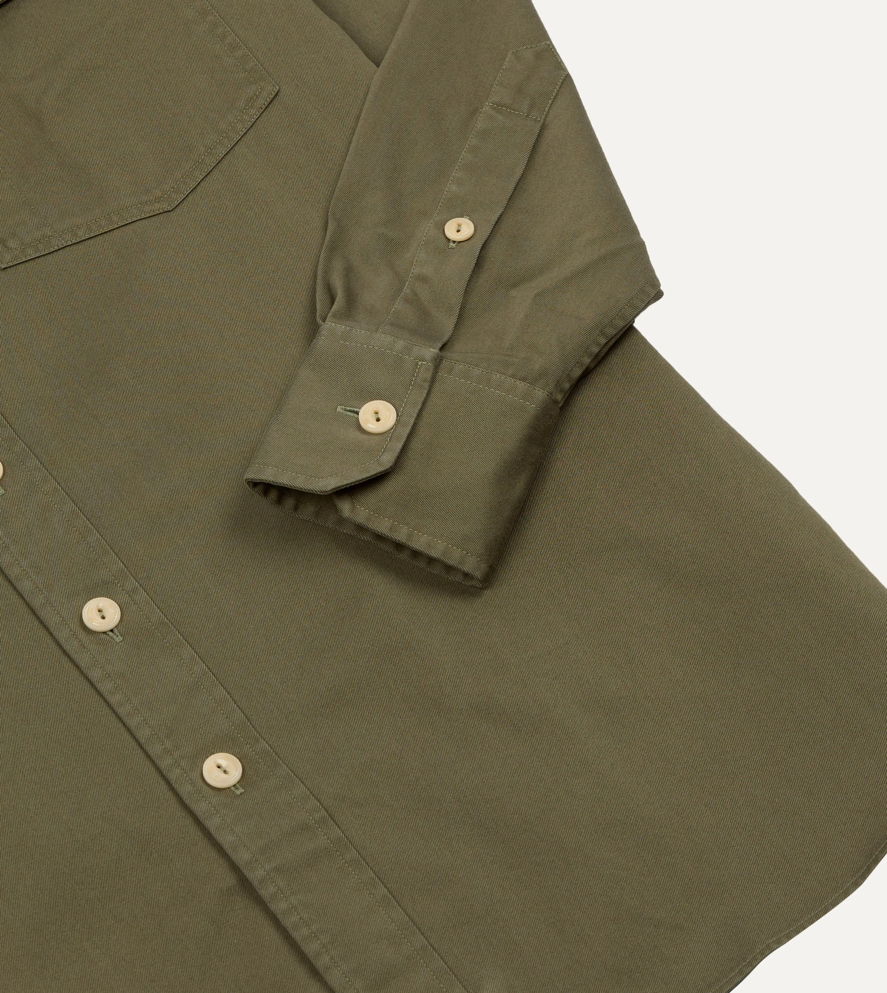 Green Cotton Long Point Collar Work Shirt sold by Drake's London product image thumbnail 5