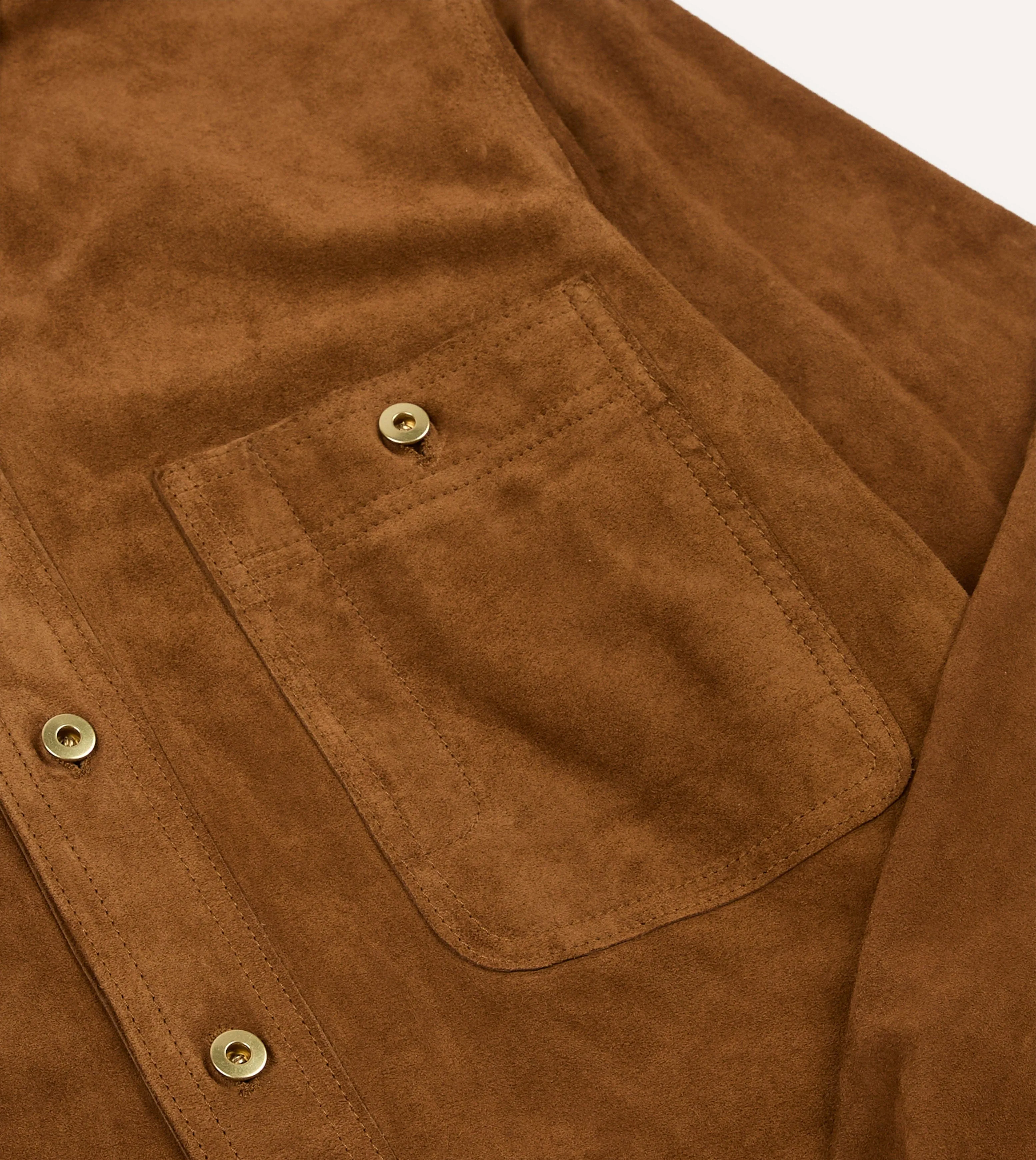 Tobacco Raw Suede Overshirt sold by Drake's London product image thumbnail 5