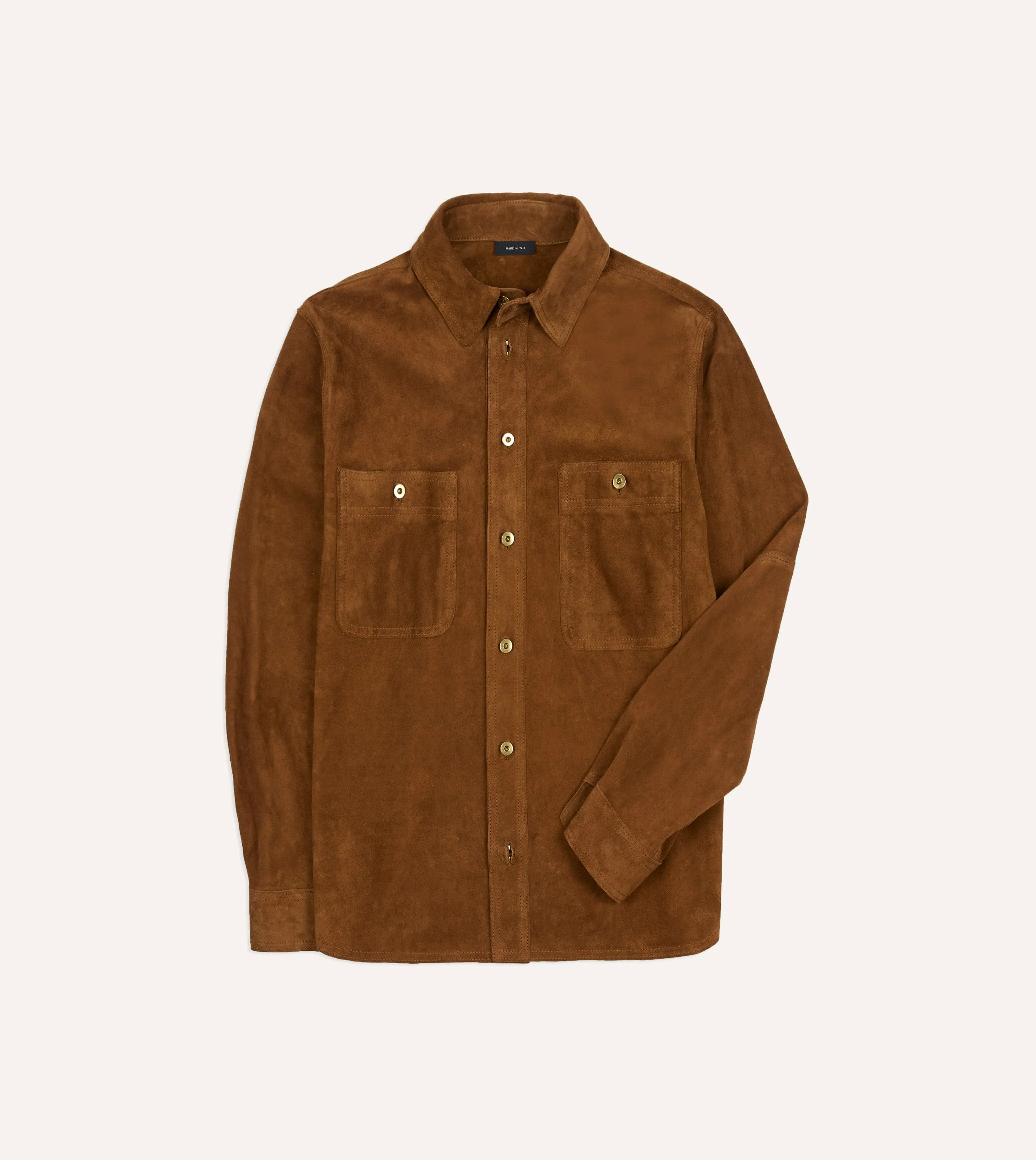 Tobacco Raw Suede Overshirt sold by Drake's London product image thumbnail 2