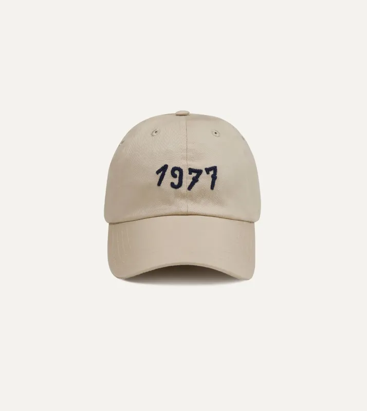 Ecru Chainstitch '1977' Cotton Twill Baseball Cap sold by Drake's London