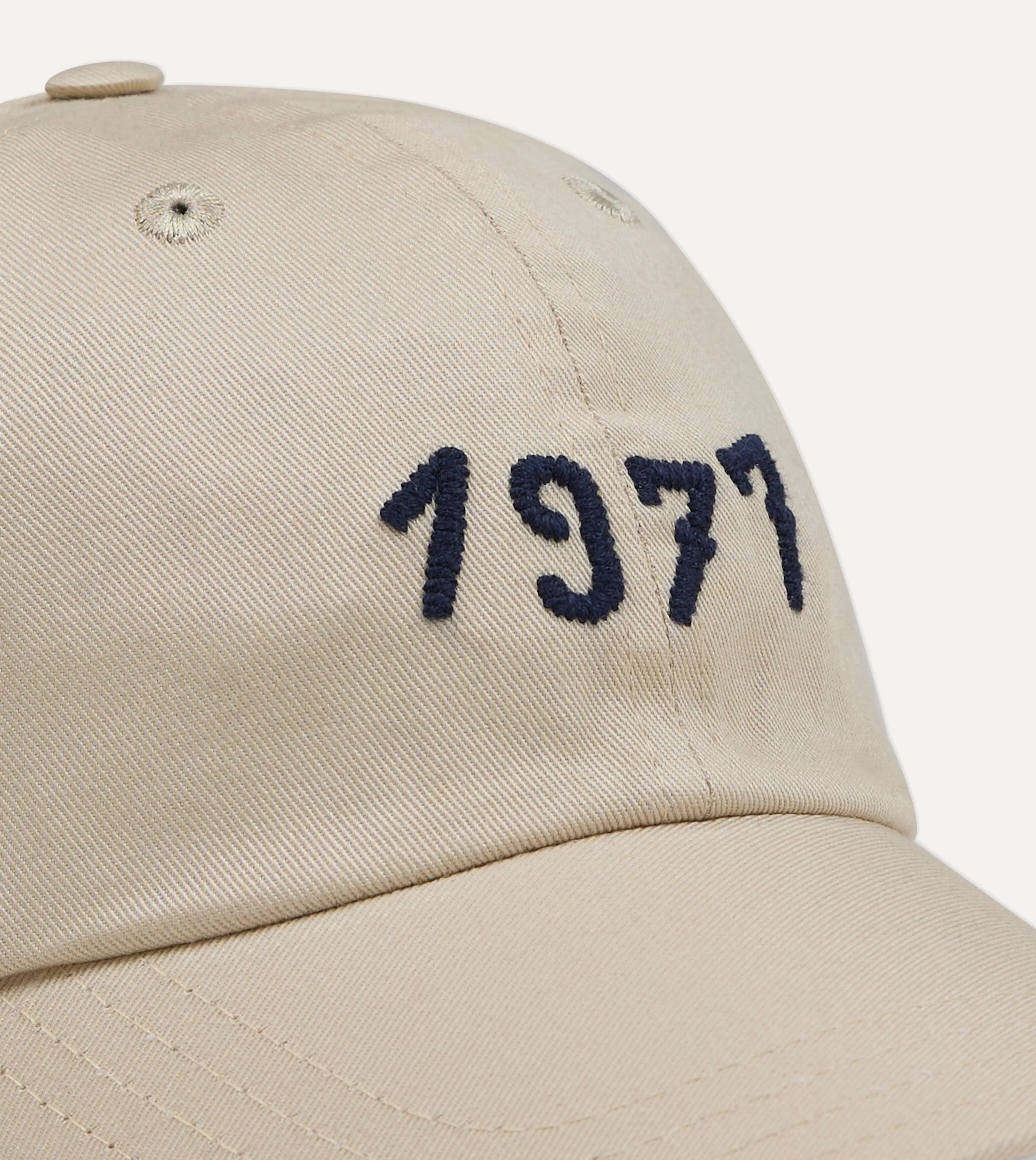 Ecru Chainstitch '1977' Cotton Twill Baseball Cap sold by Drake's London product image thumbnail 3