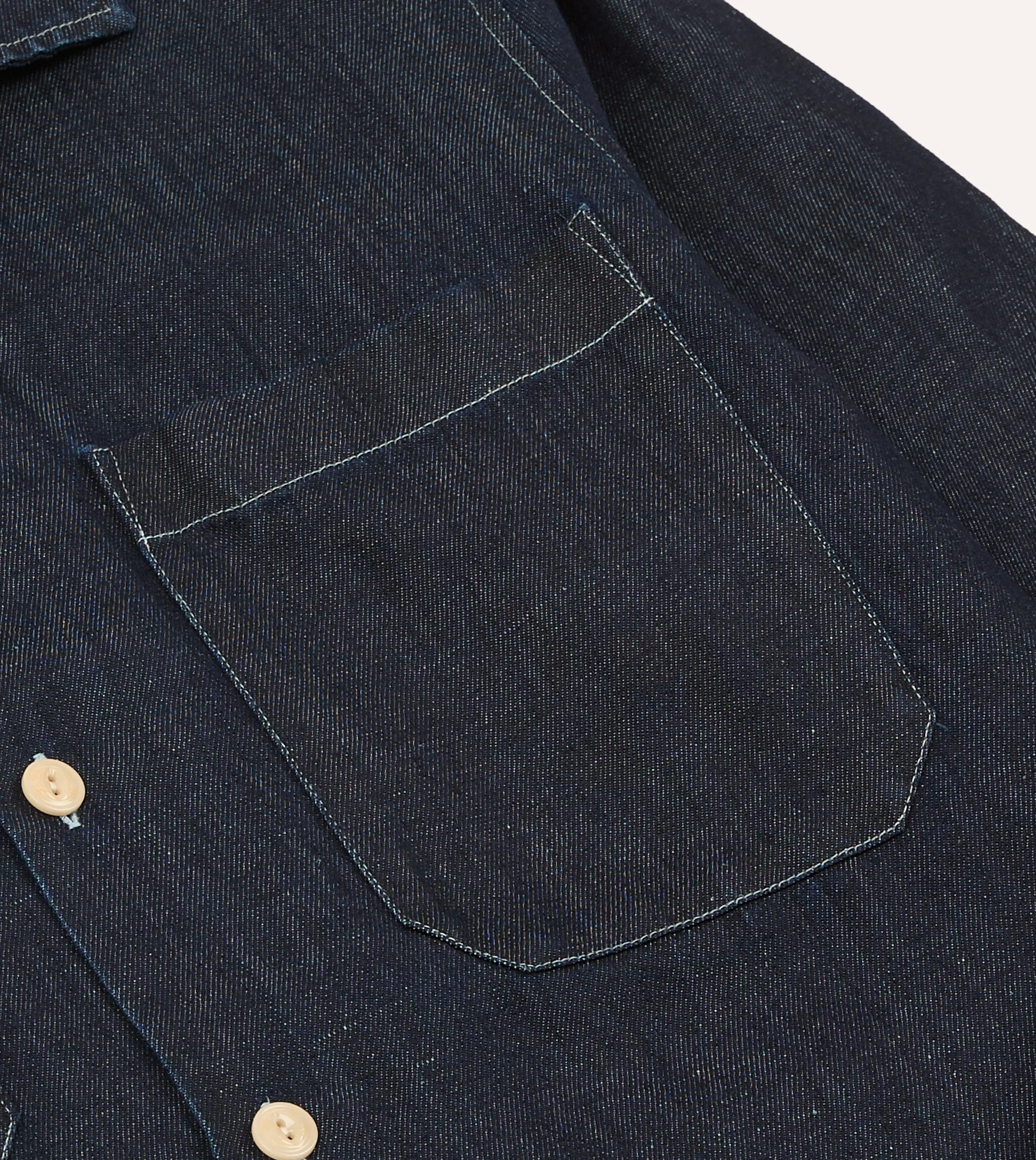 Navy Cotton-Hemp Denim Camp Collar Work Shirt sold by Drake's London product image thumbnail 5