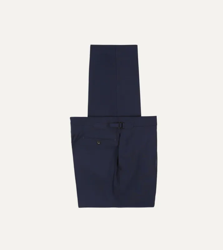 Light Navy Fresco Lite® Single Pleat Trouser made by Drake's London