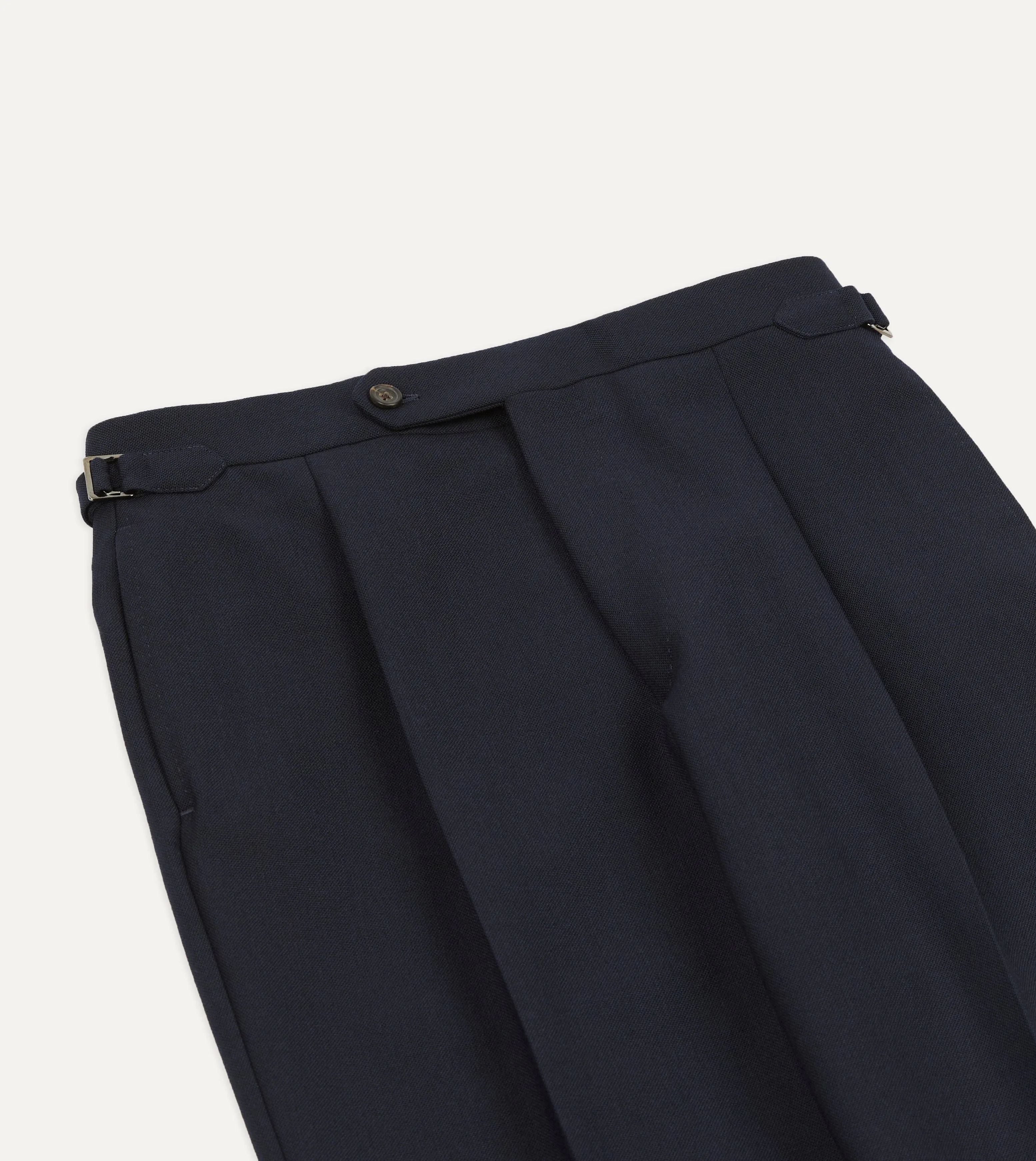 Navy Fresco® Wool Single Pleat Trouser sold by Drake's London product image thumbnail 4