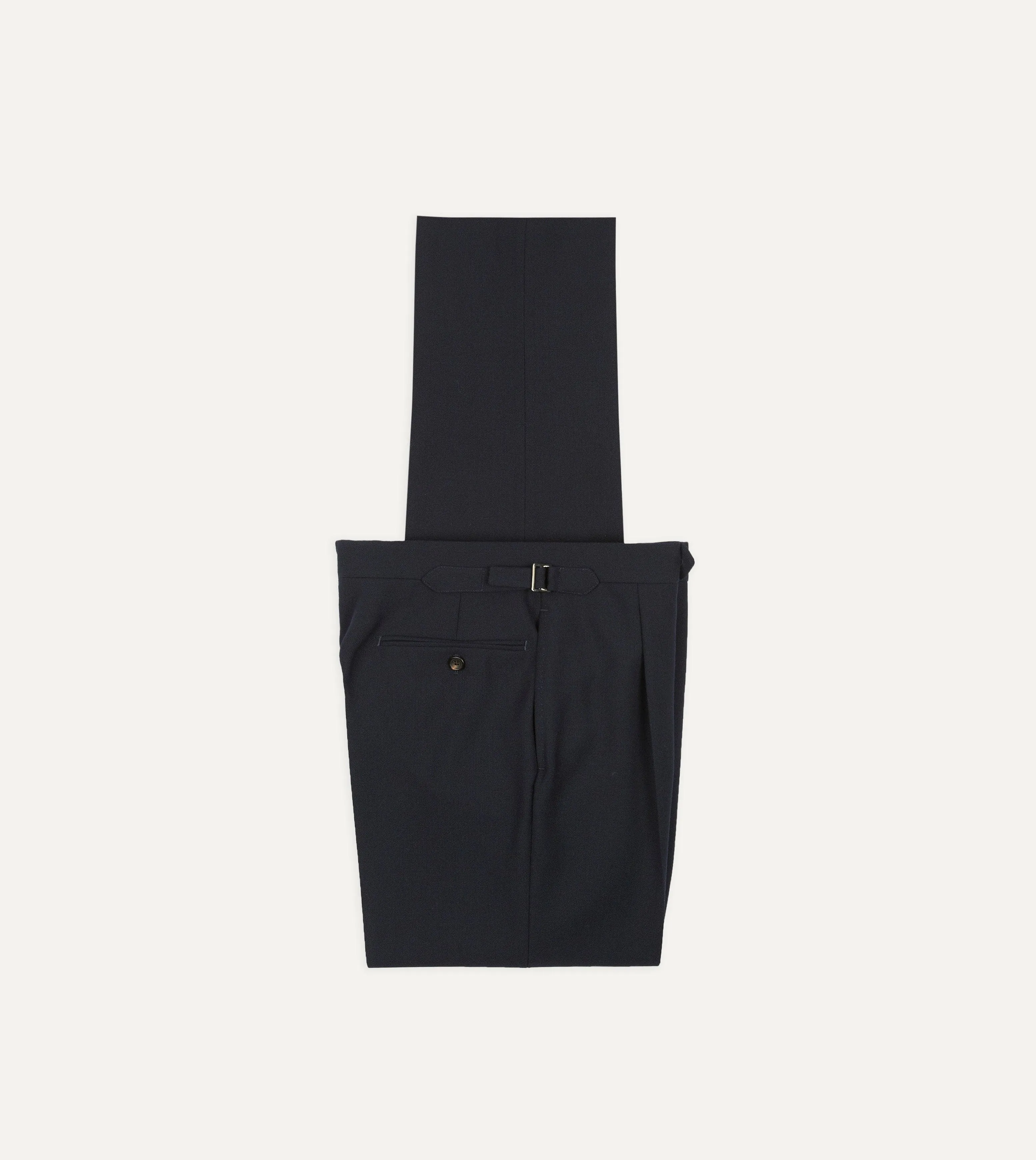 Navy Fresco® Wool Single Pleat Trouser sold by Drake's London