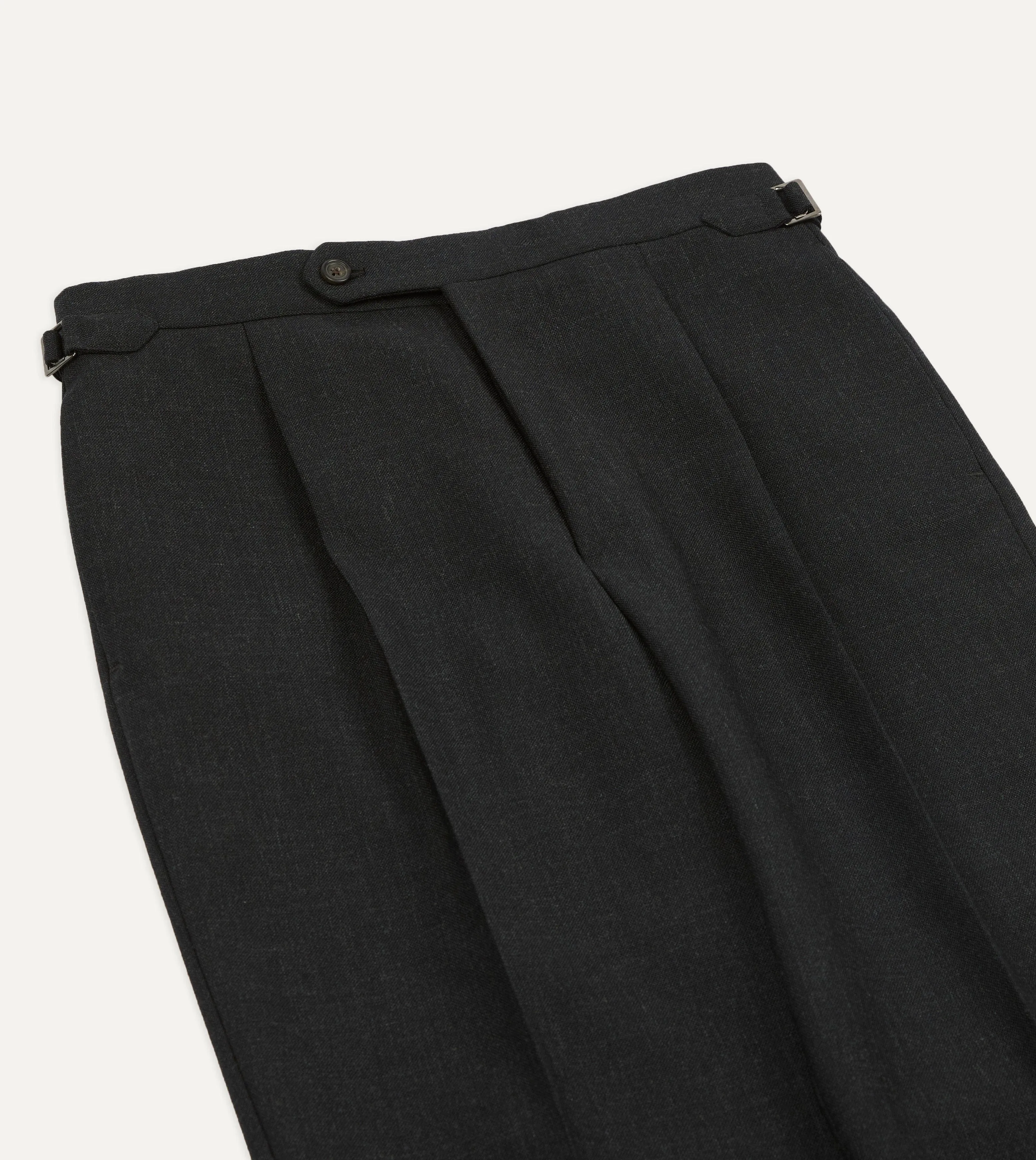 Charcoal Fresco® Wool Single Pleat Trouser sold by Drake's London product image thumbnail 4