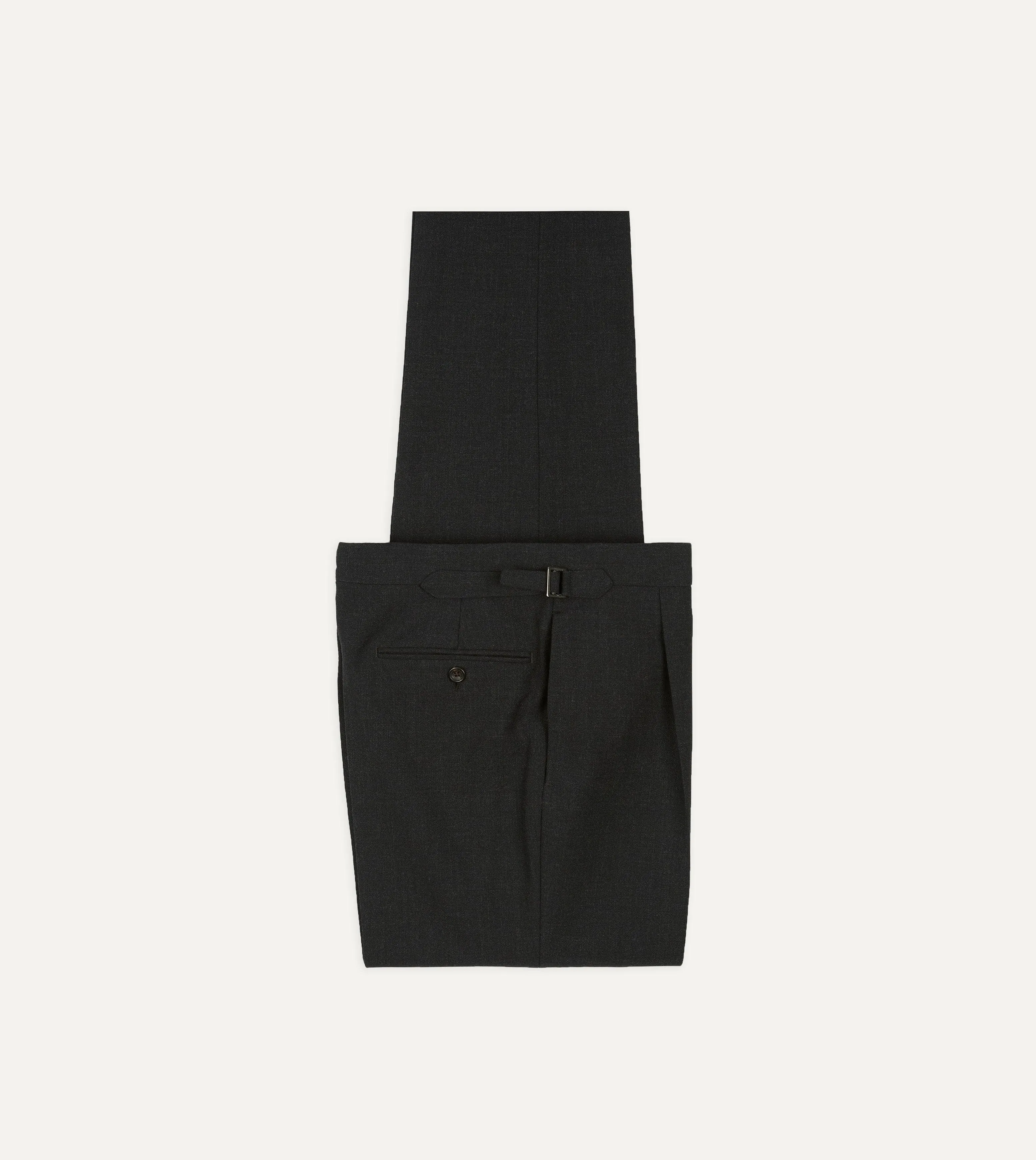Charcoal Fresco® Wool Single Pleat Trouser sold by Drake's London