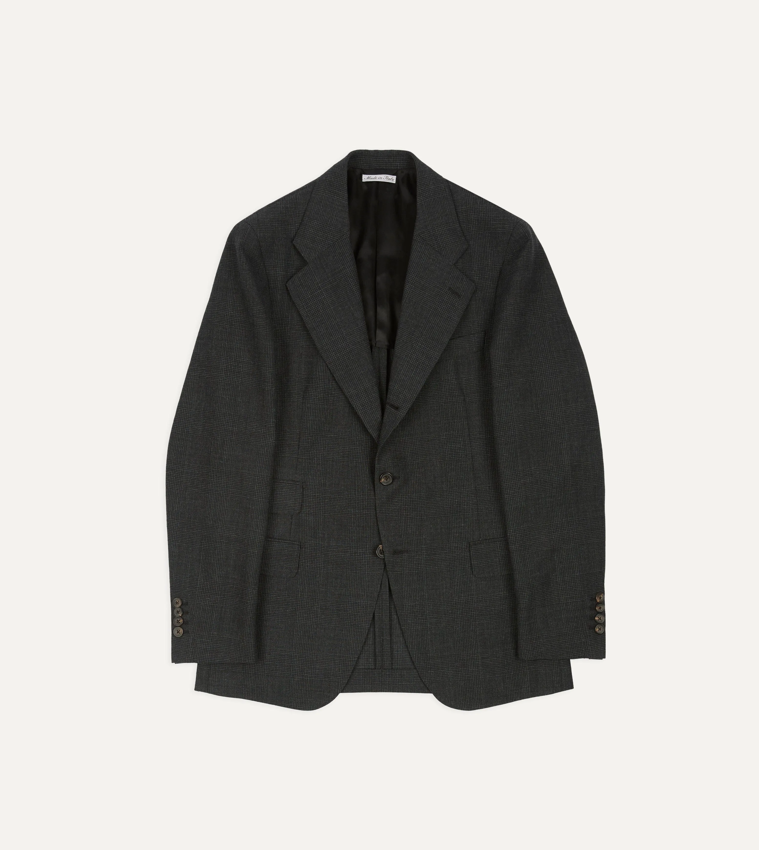 Grey Prince of Wales Check Fresco® Wool Tailored Jacket sold by Drake's London