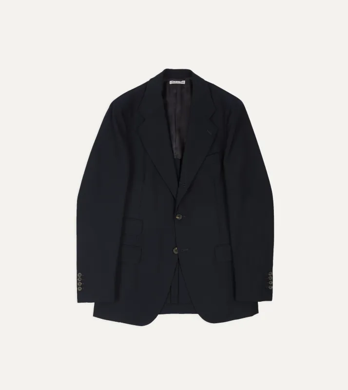 Navy Fresco® Wool Tailored Jacket made by Drake's London