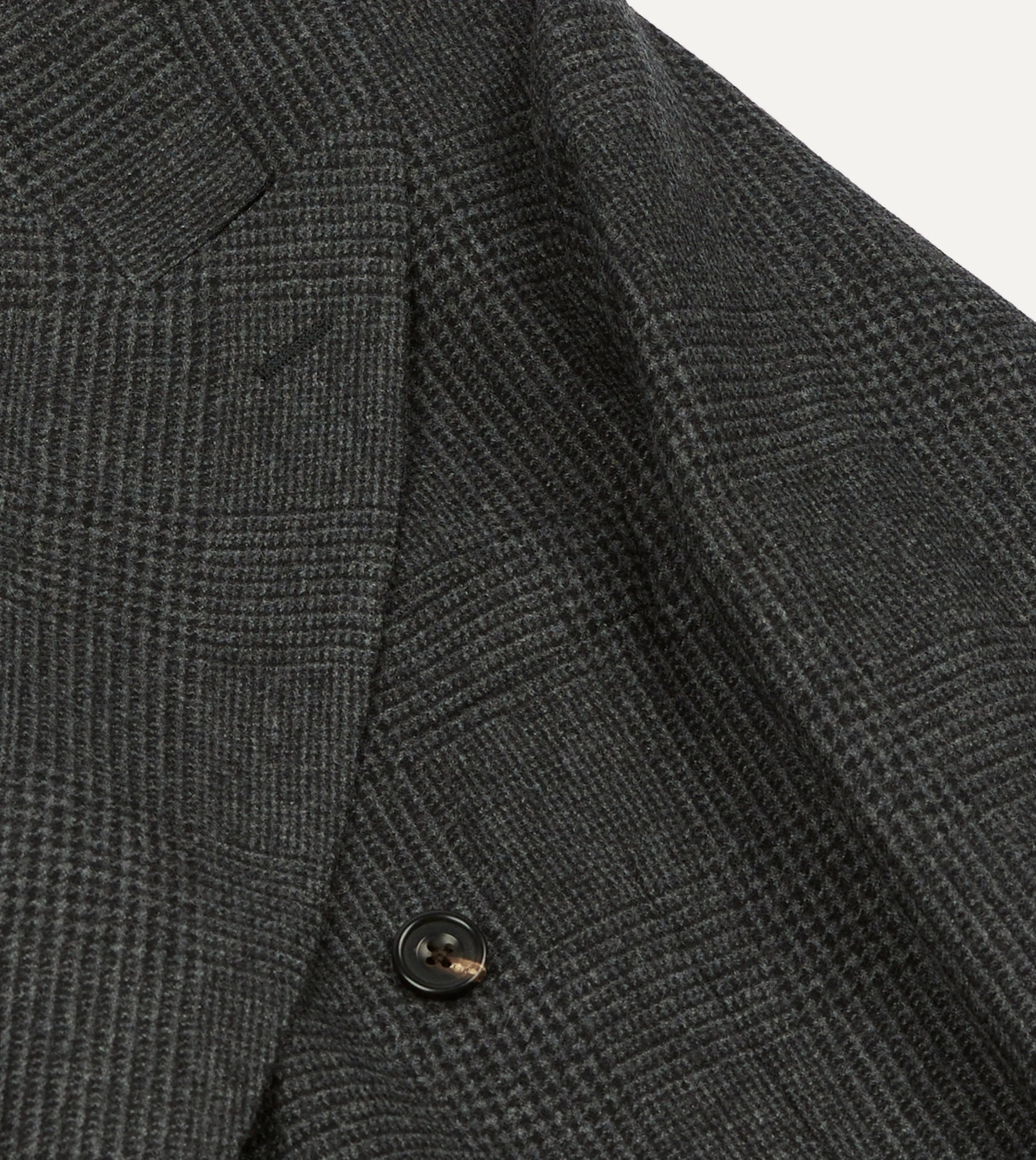 Grey Prince of Wales Check Wool Flannel Double-Breasted Tailored Jacket sold by Drake's London product image thumbnail 4