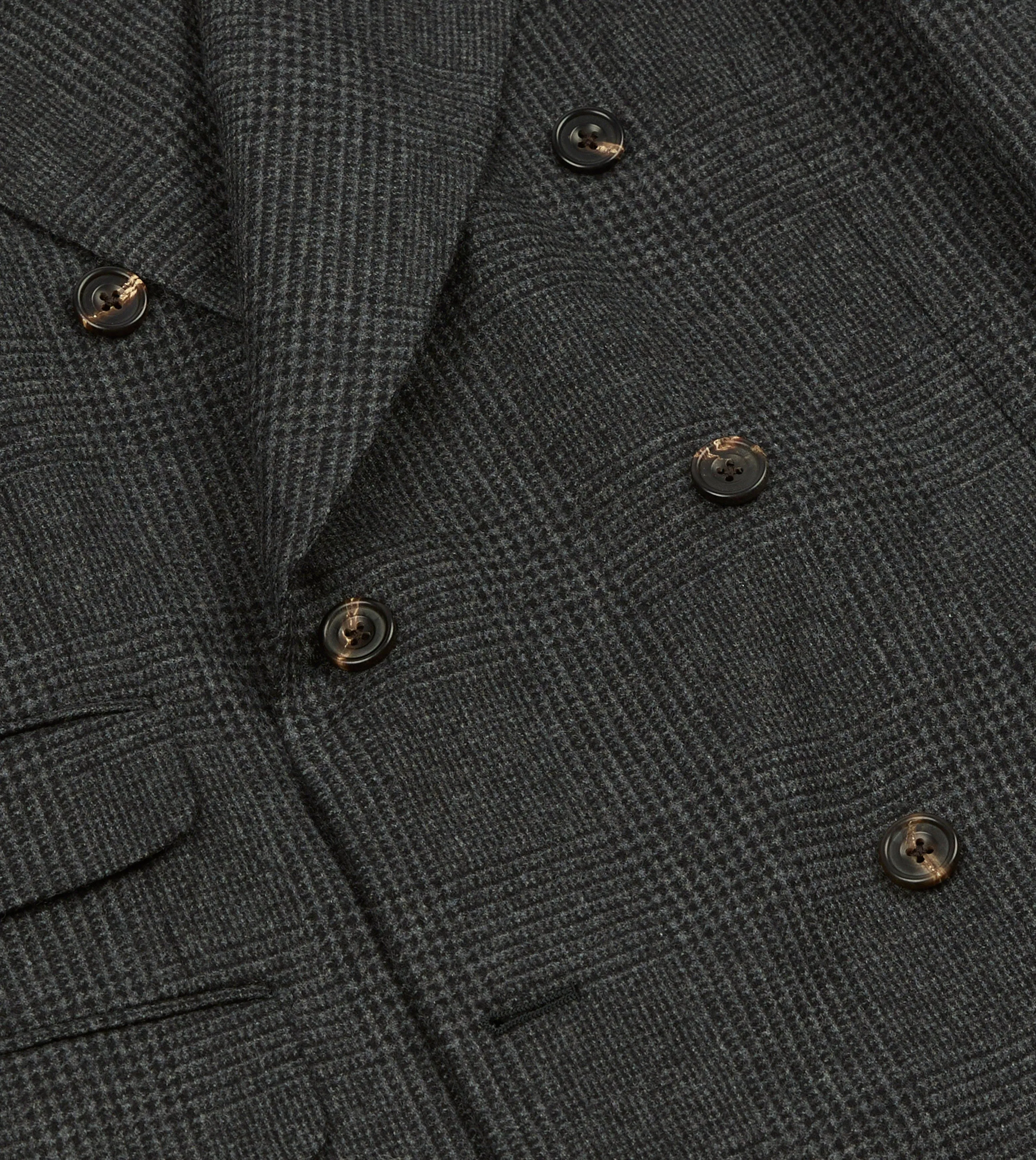 Grey Prince of Wales Check Wool Flannel Double-Breasted Tailored Jacket sold by Drake's London product image thumbnail 5