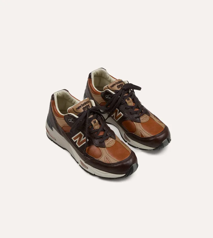 New Balance ‘Luxury Leather’ Chocolate Plum and Caramel Made in UK 991v1 Trainers made by Drake's London
