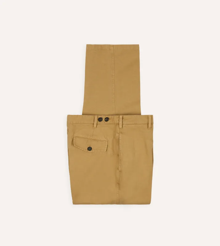 Sand Cotton-Linen Games Trouser sold by Drake's London