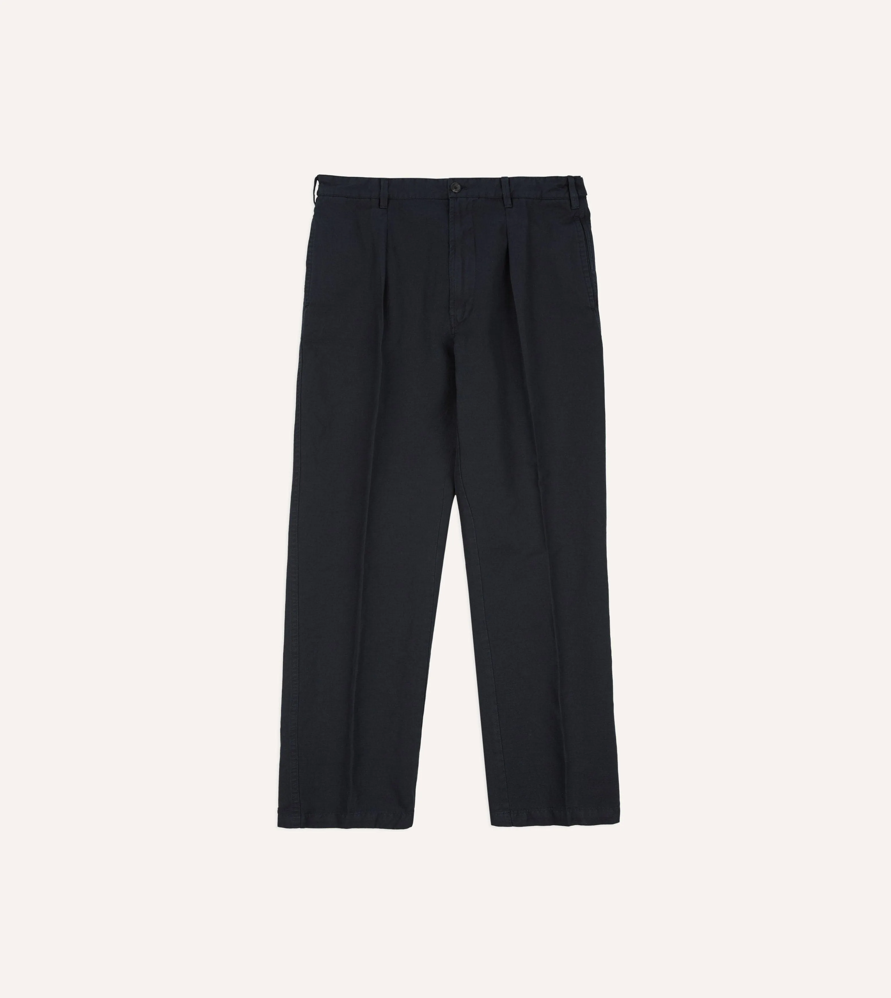 Navy Cotton-Linen Games Trouser sold by Drake's London product image thumbnail 3