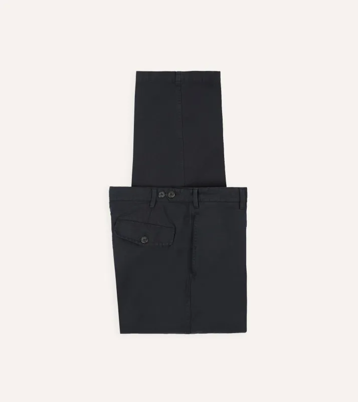 Navy Cotton-Linen Games Trouser made by Drake's London